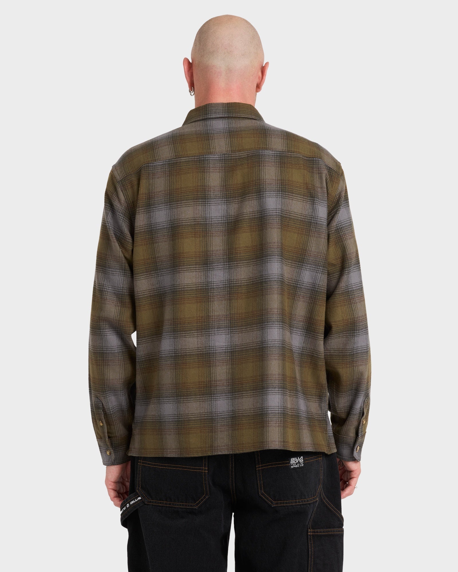 Mens Script Long Sleeve Flannel Shirt