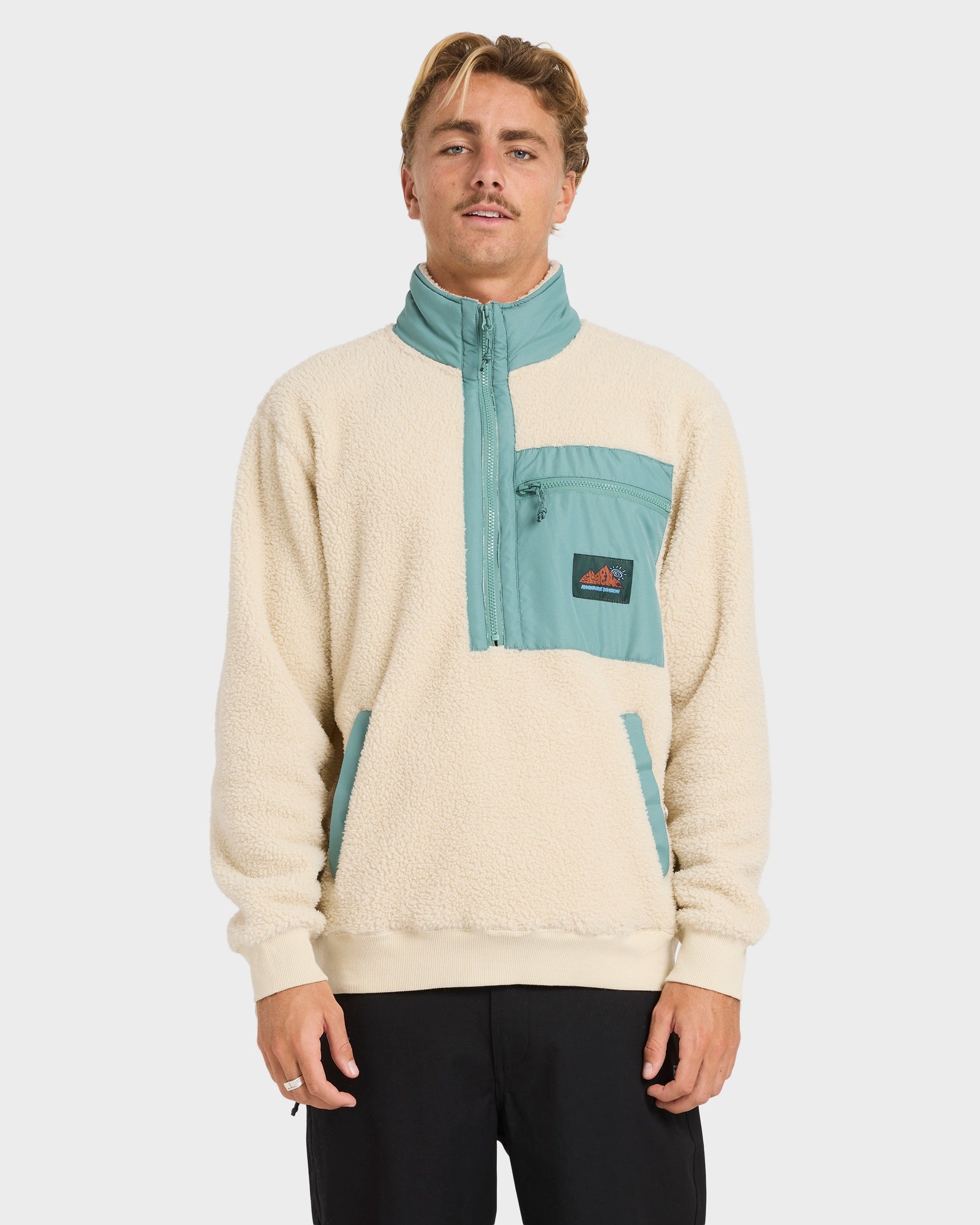 Mens Boundary Peak Mock Neck Half Zip Fleece Pullover