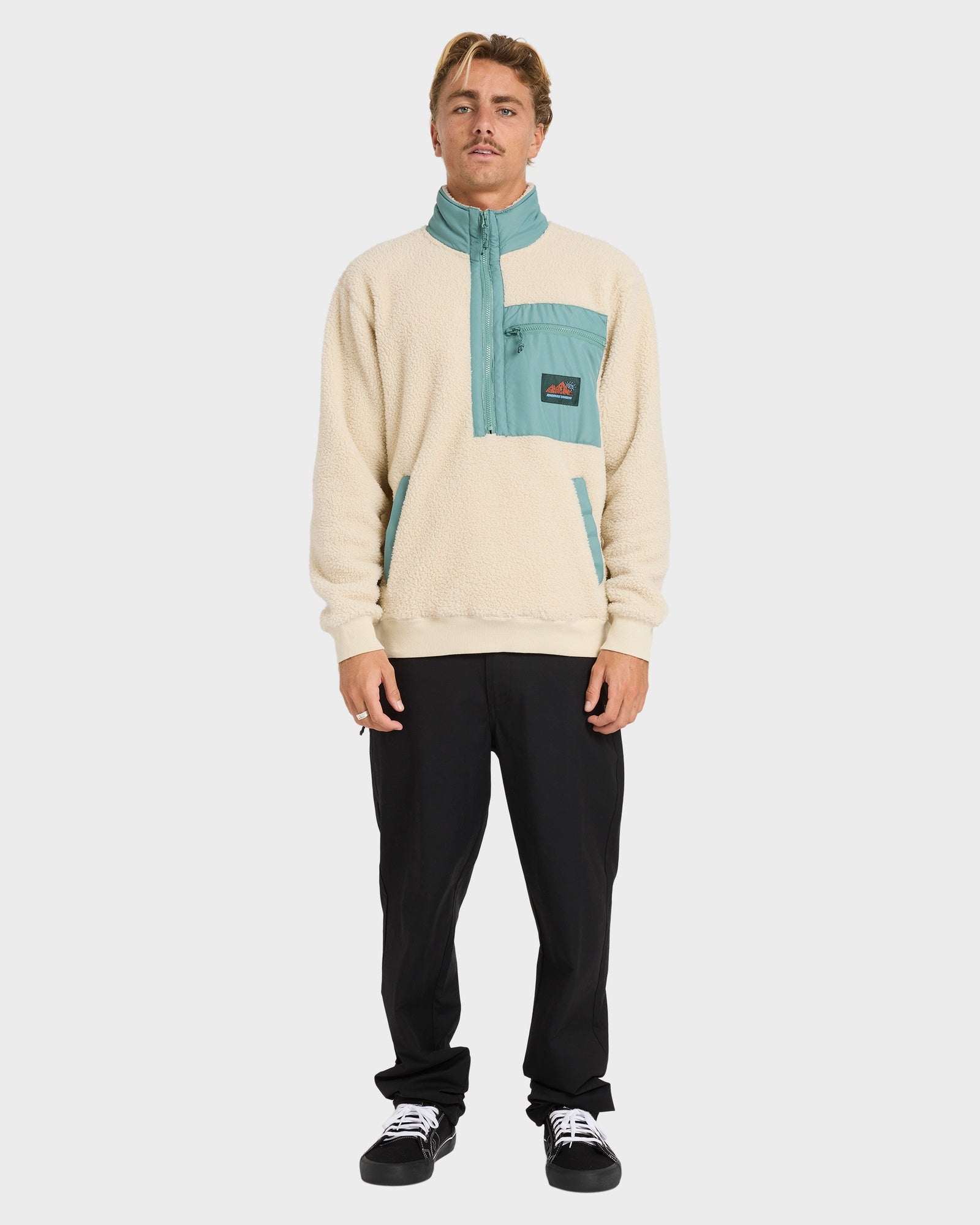 Mens Boundary Peak Mock Neck Half Zip Fleece Pullover