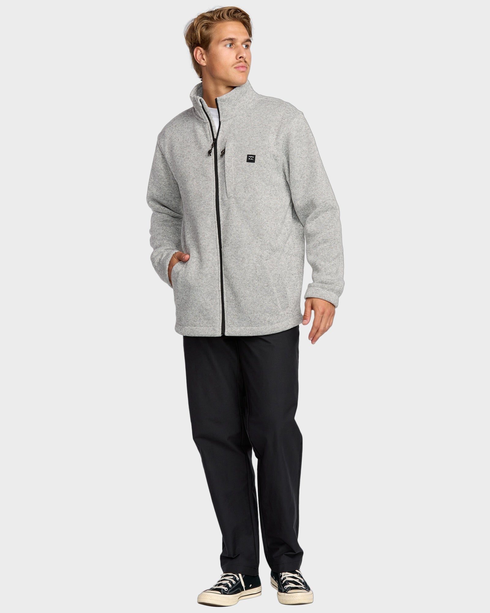 Mens Boundary Mock Neck Zip Up Fleece Jacket