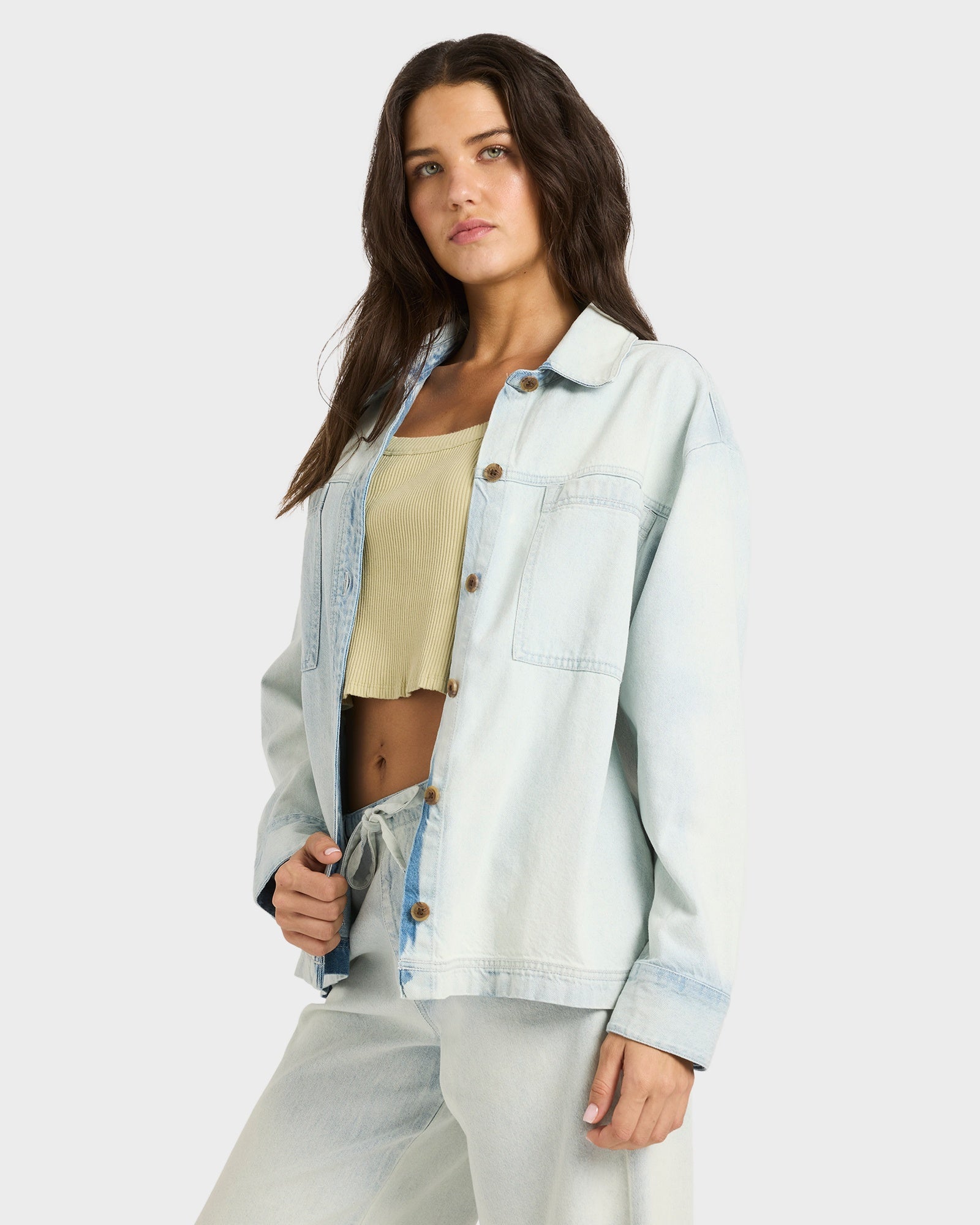 Womens Jade Saltwashed Denim Shacket