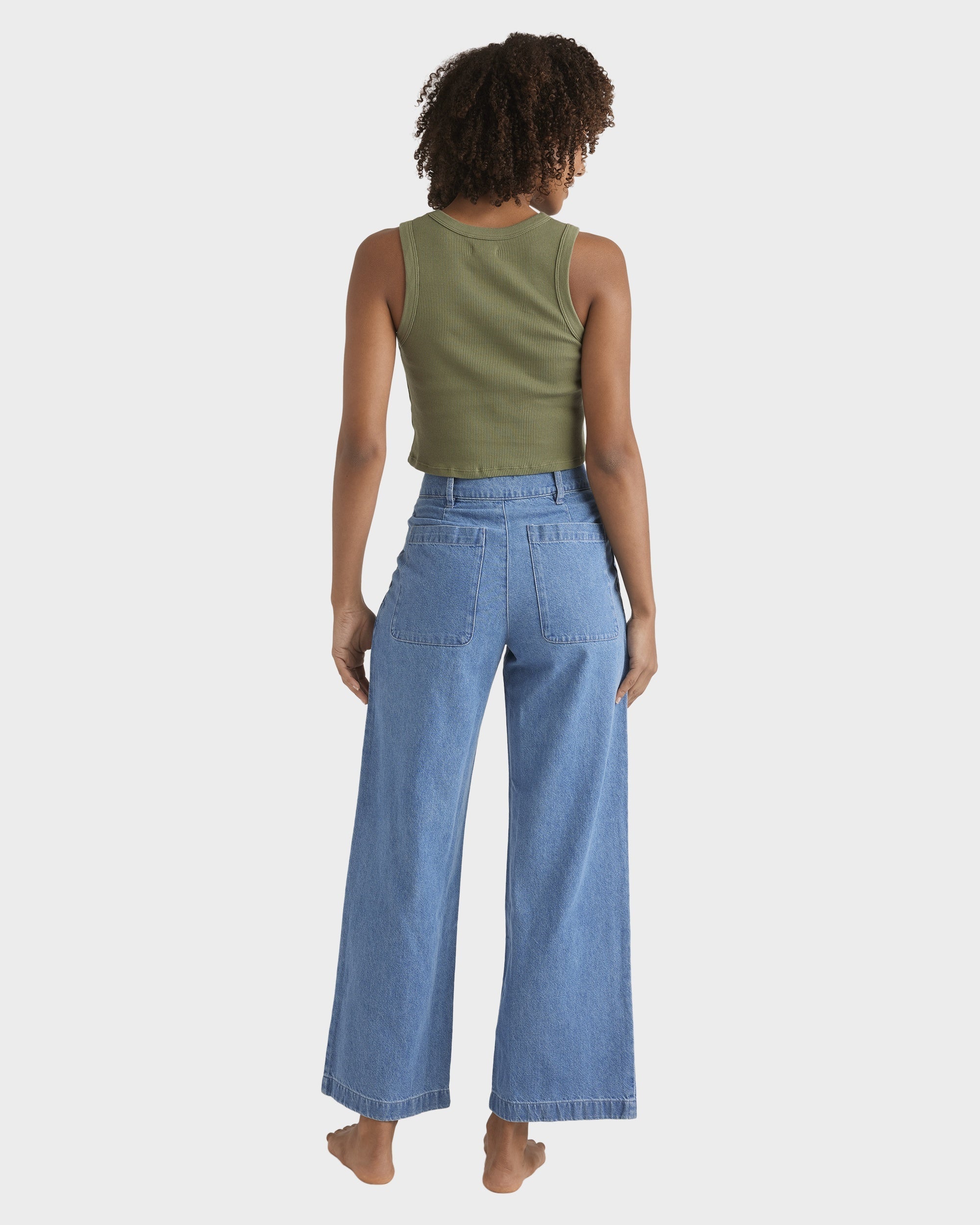 Womens Wave Washed Denim Jeans