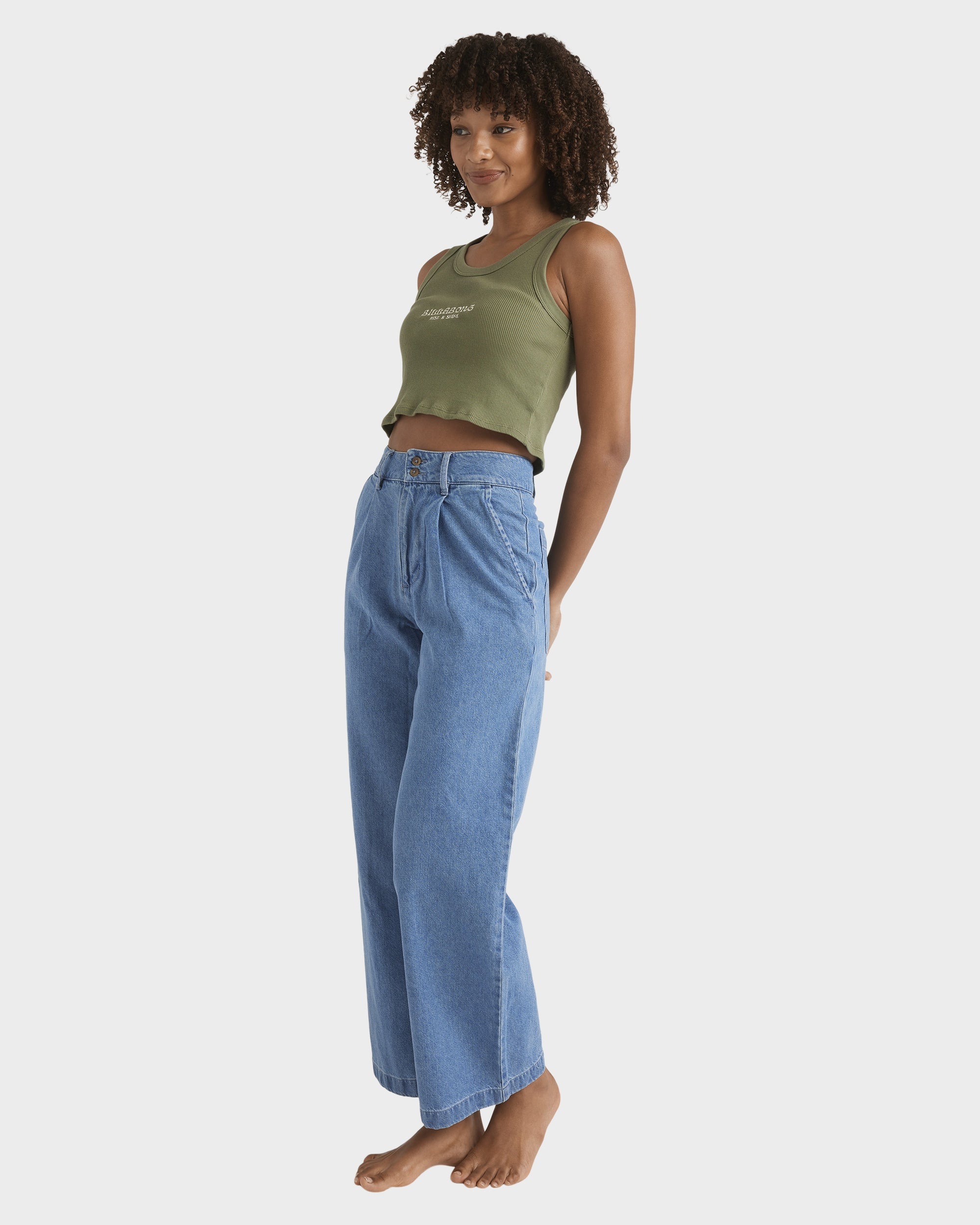 Womens Wave Washed Denim Jeans