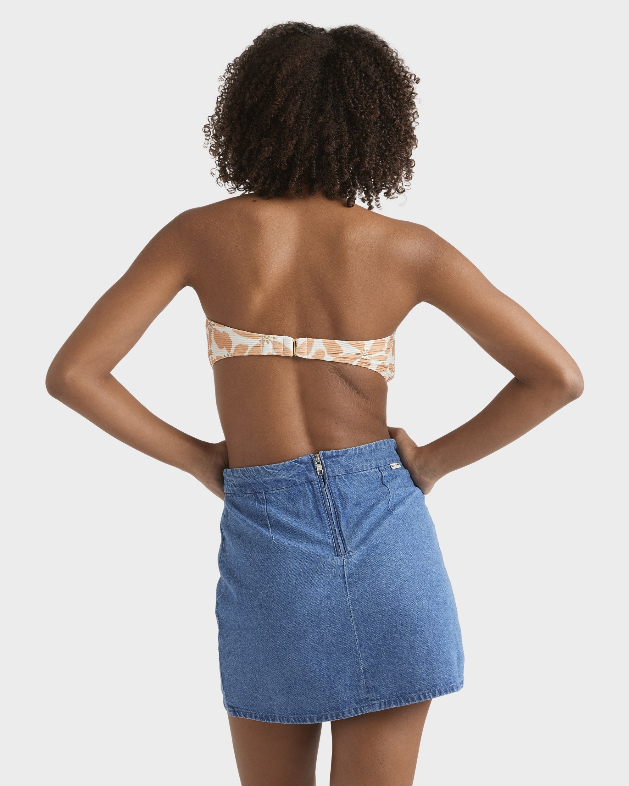 Womens Wave Washed Denim Skirt