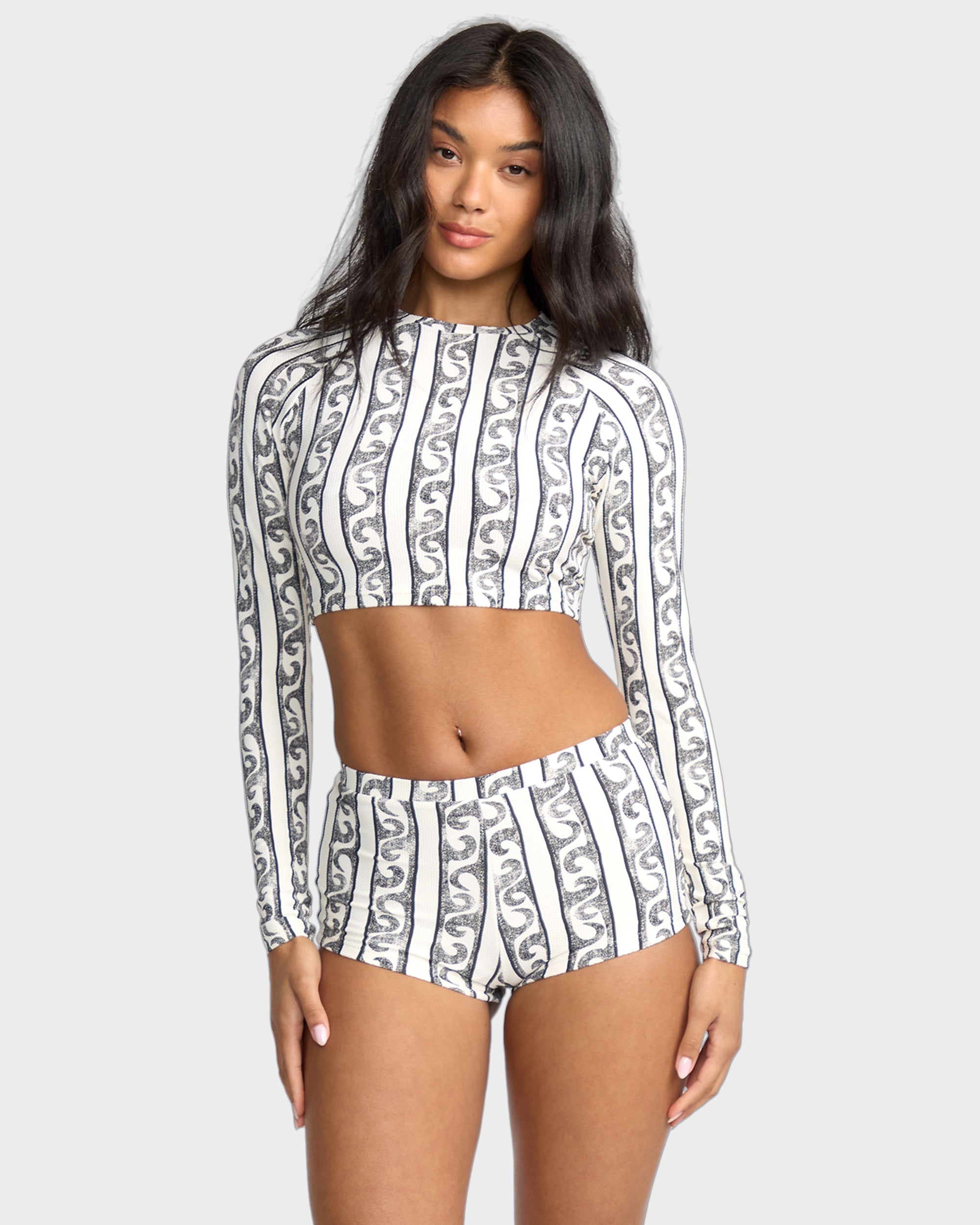 Womens Wave Watcher Crop Long Sleeve Rash Vest