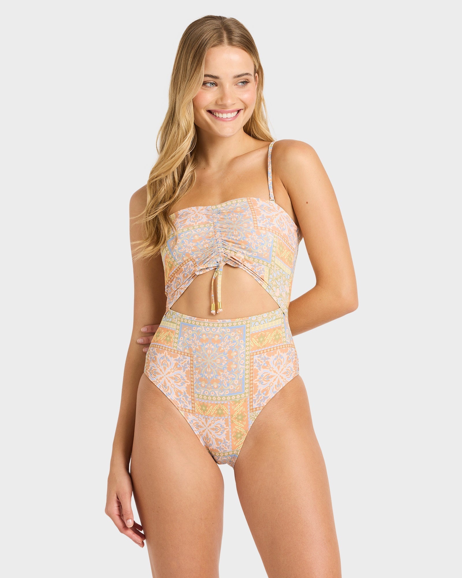 Womens Take It Back Summer Bandeau One Piece Swimsuit