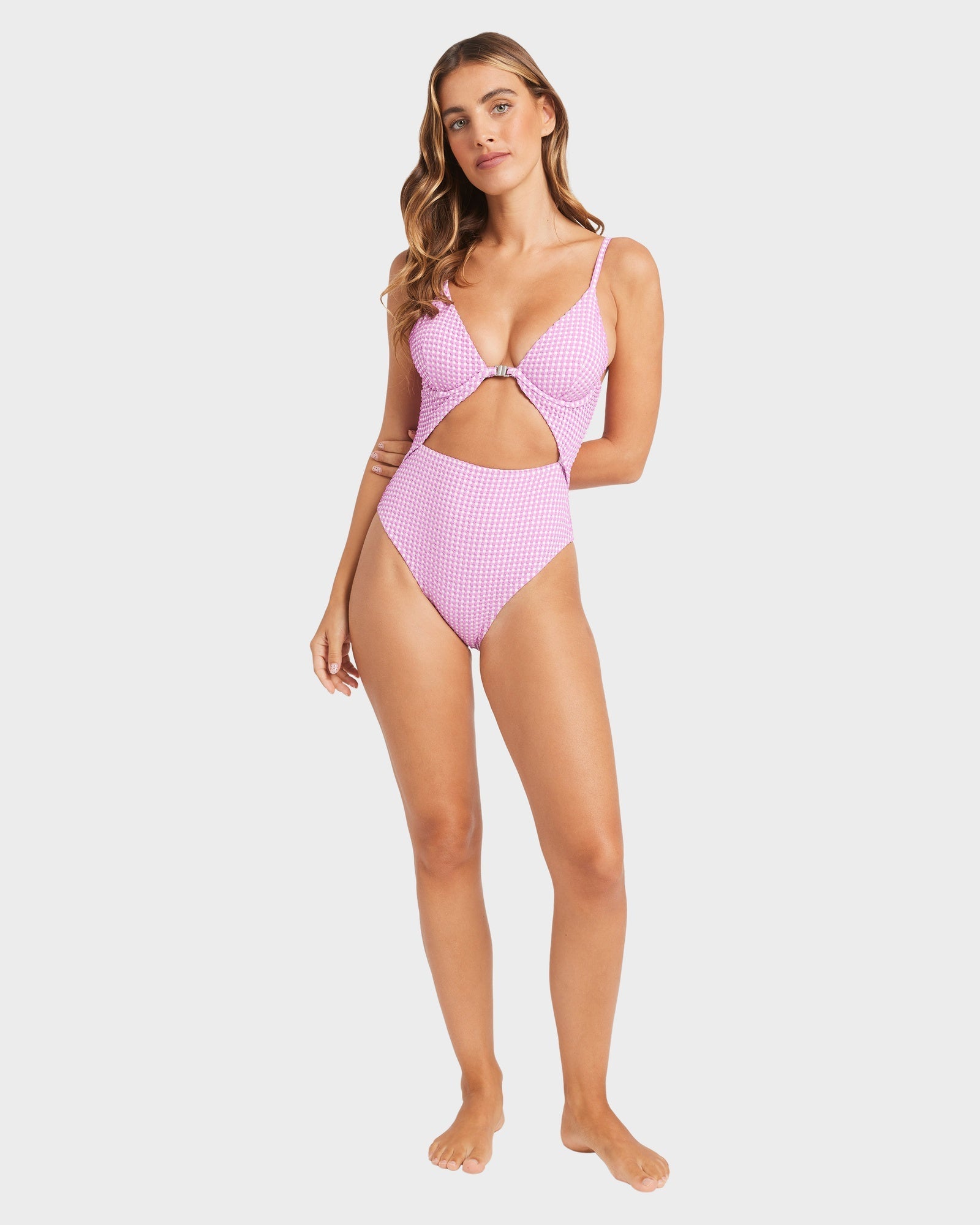 Womens Mini Wave Check Kaia One Piece Swimsuit