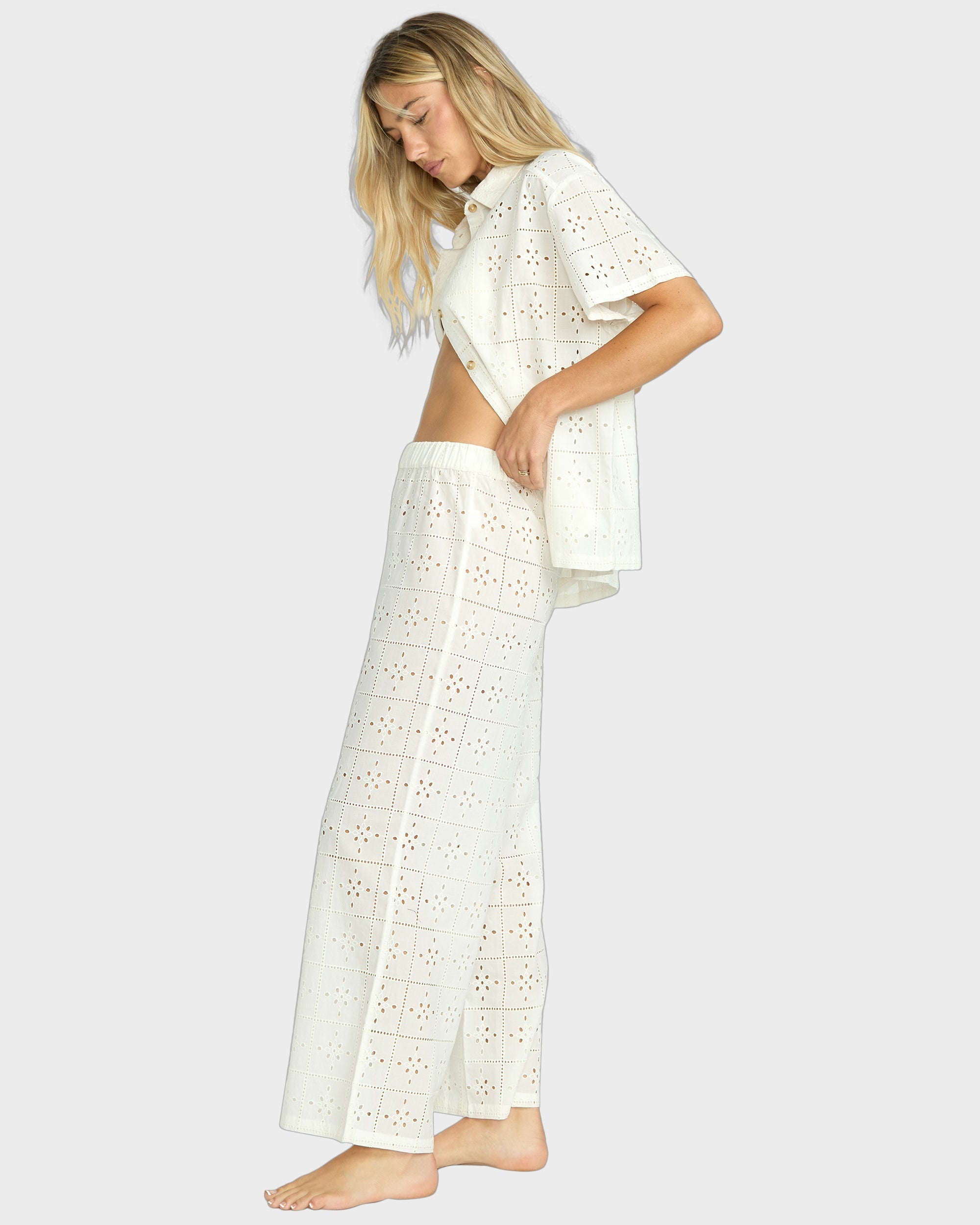 Womens Eyelet Crush Cover Up Pants