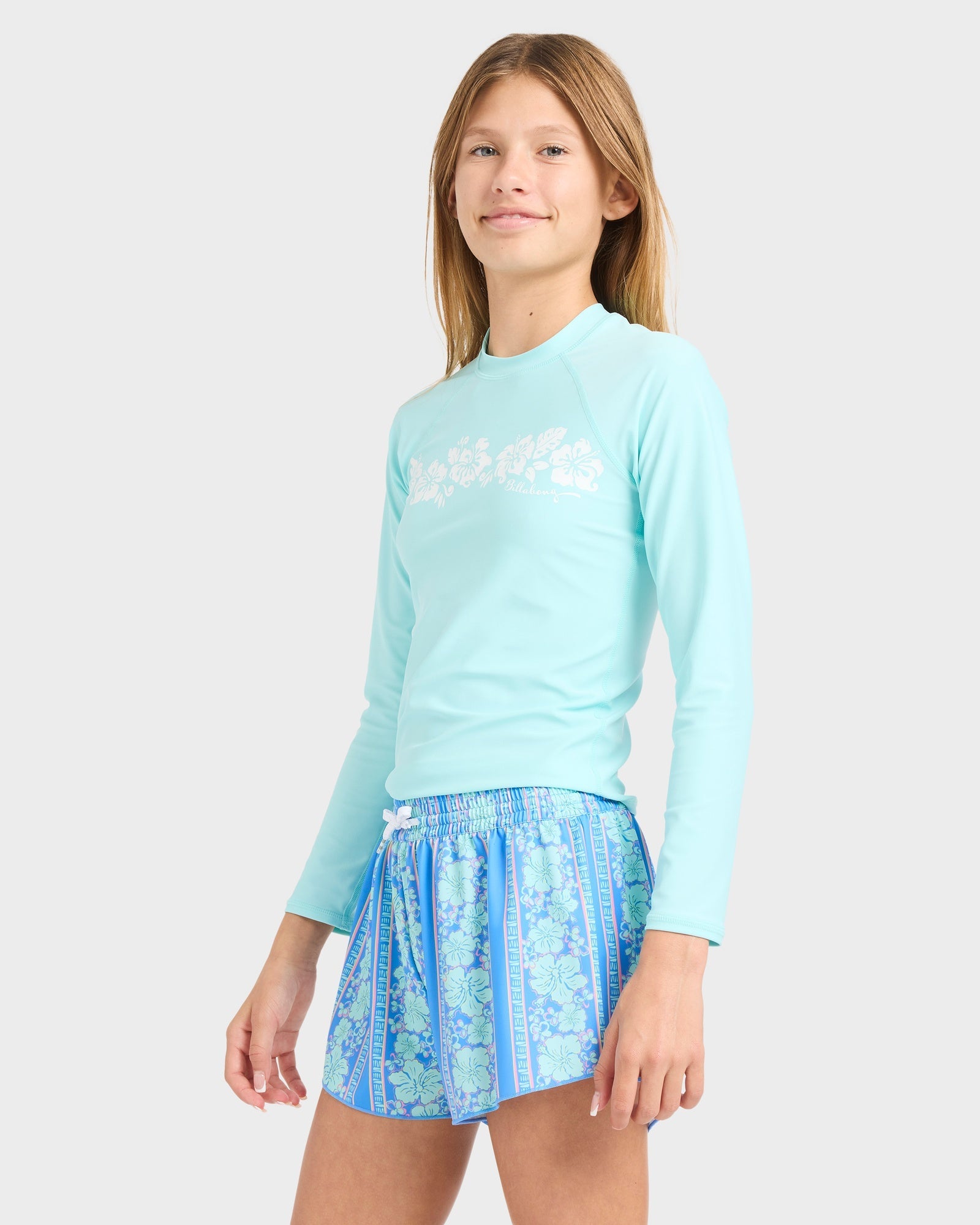 Girls 6-14 Happy Hibiscus Swim Volley Boardshorts