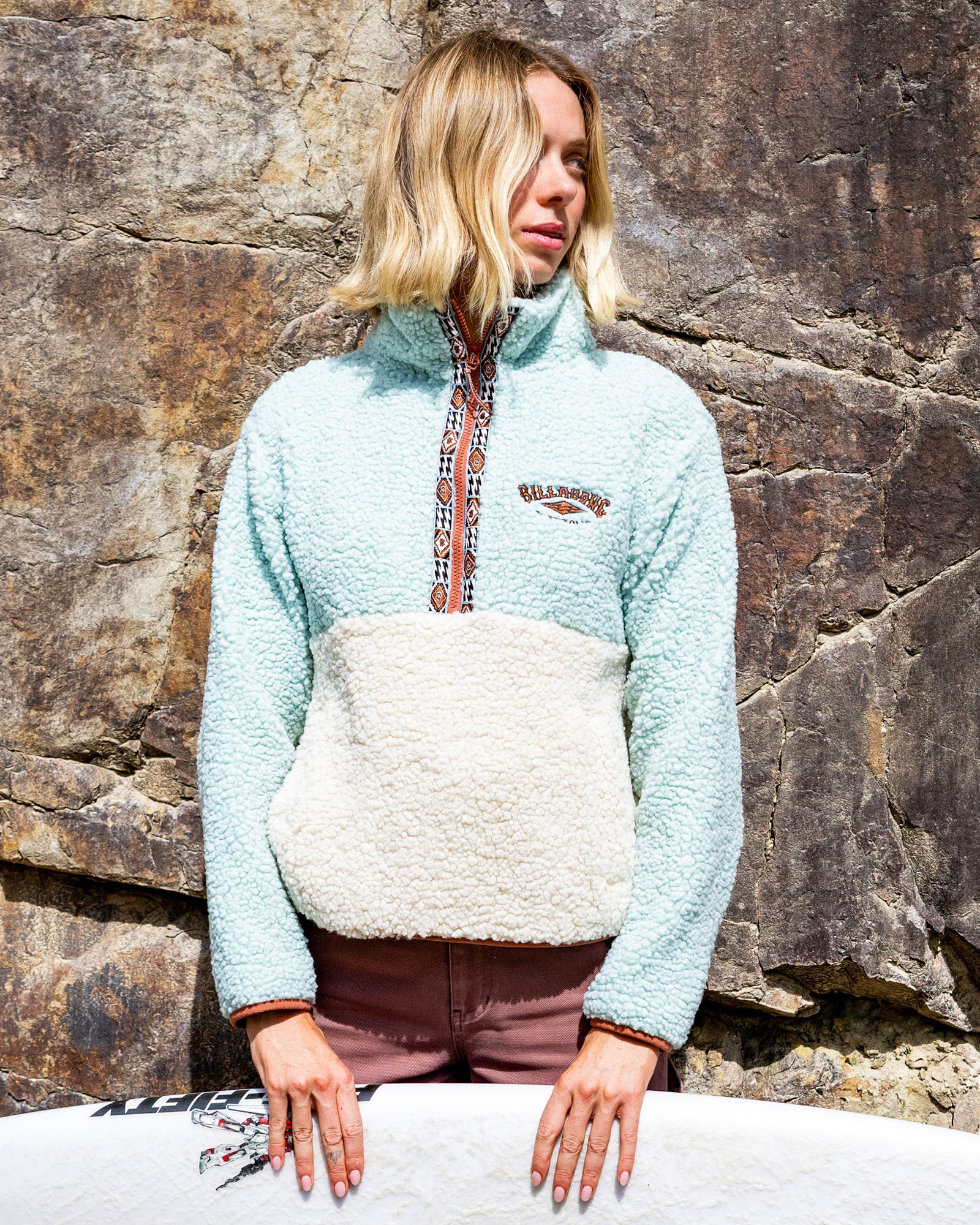 Womens Horizon Colorblock Half Zip Fleece Pullover