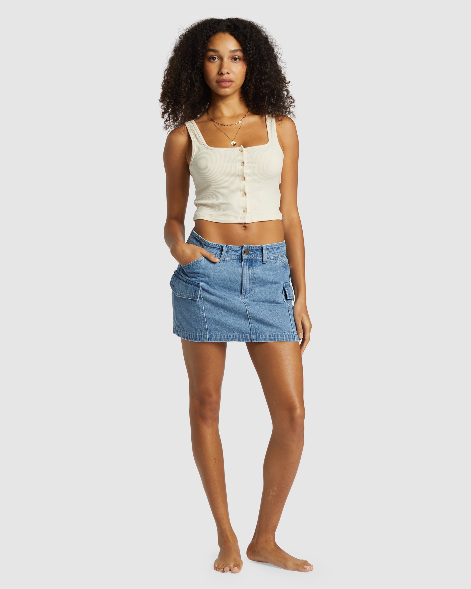 Womens Hilary Cargo Denim Skirt