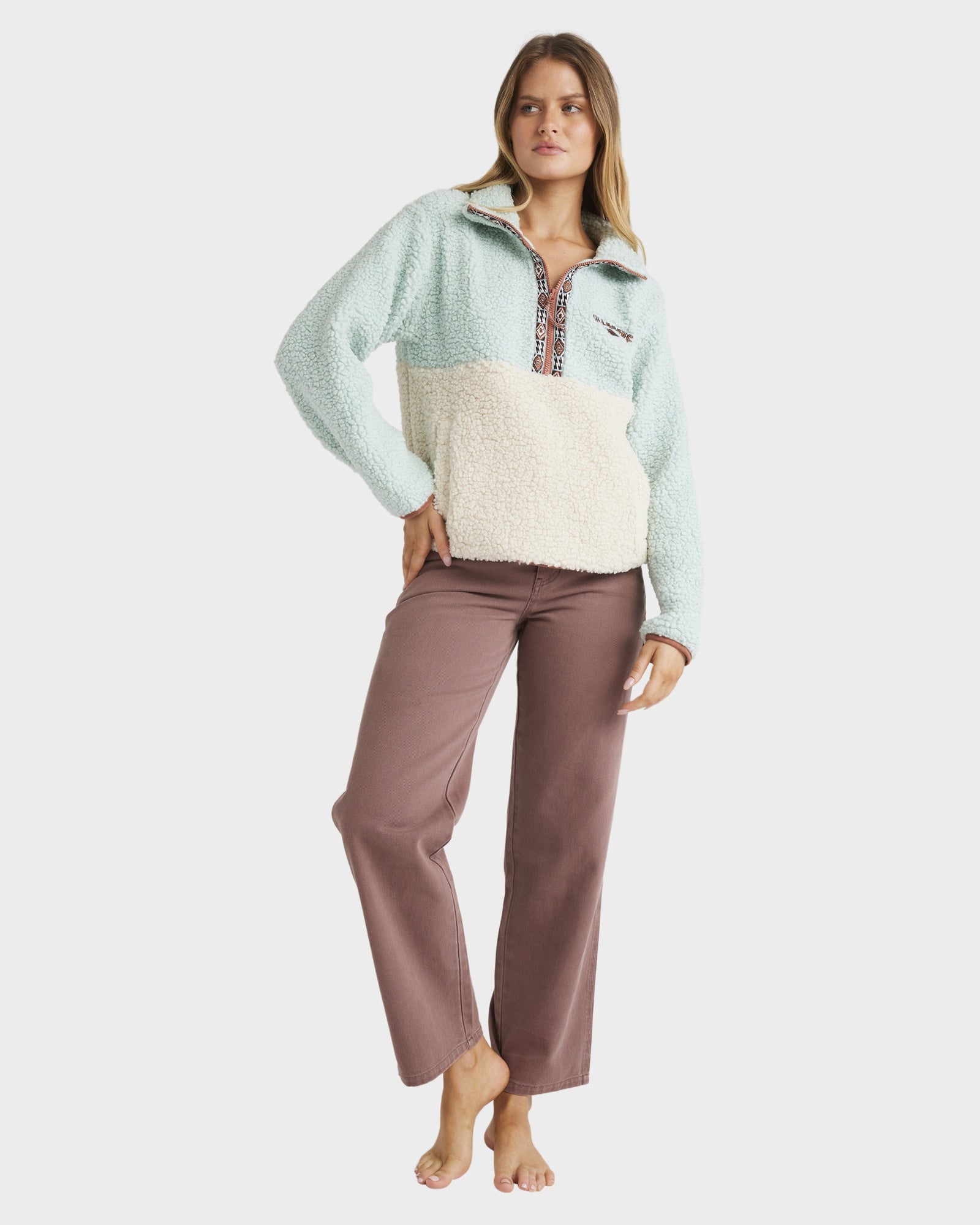 Womens Horizon Colorblock Half Zip Fleece Pullover