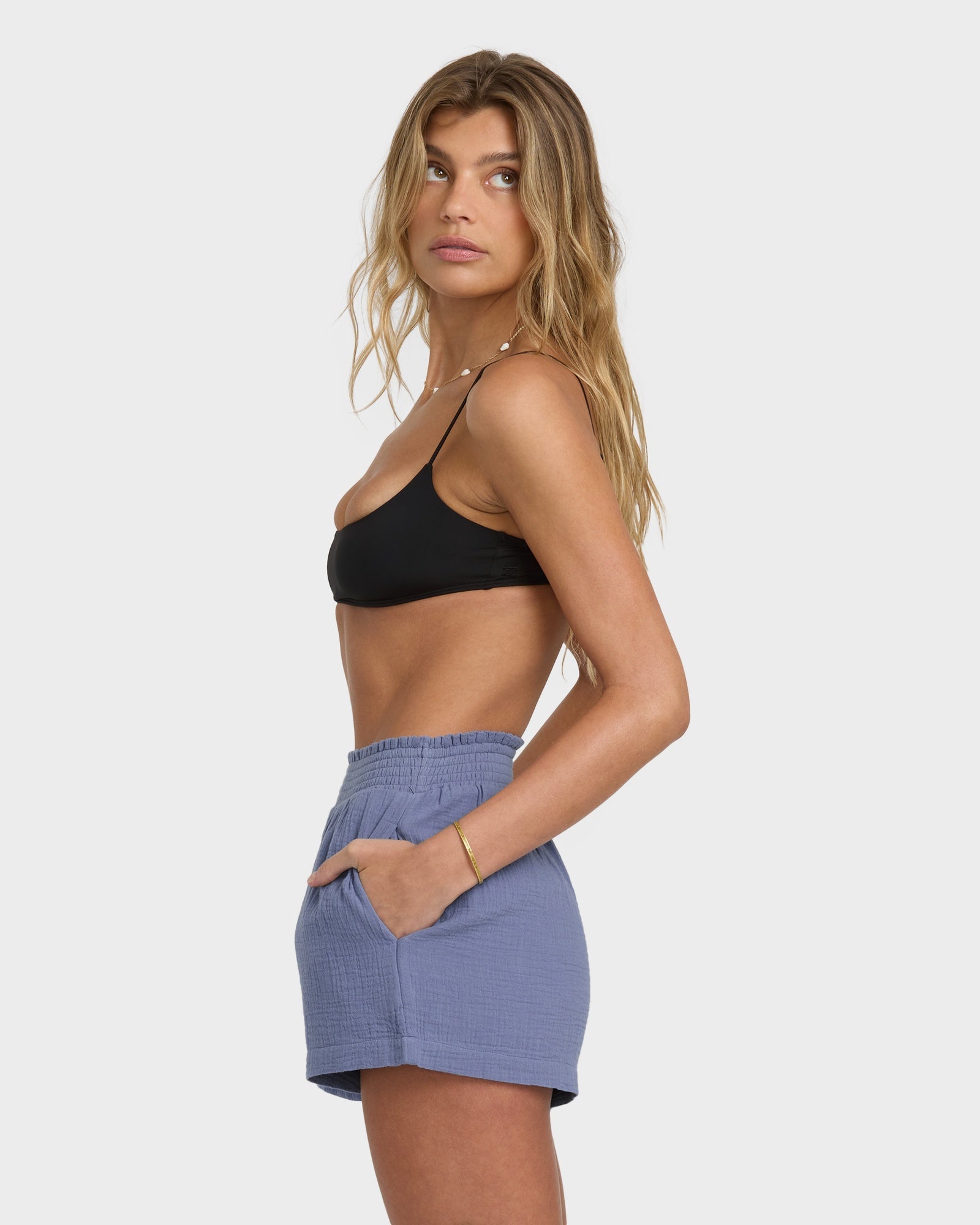 Womens In The Waves Elastic Waist Shorts
