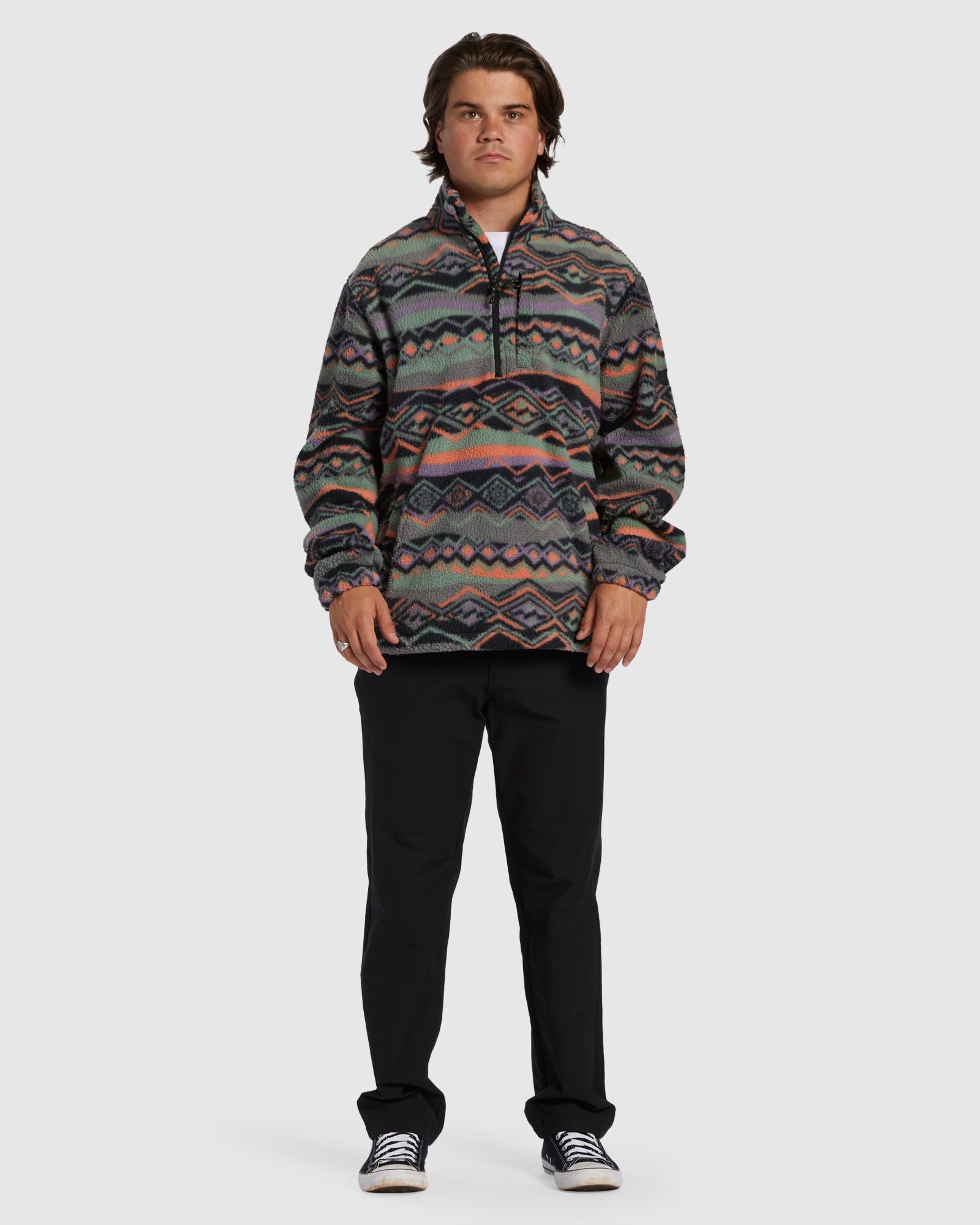 Mens A/Div Boundary Mock Neck Fleece Pullover