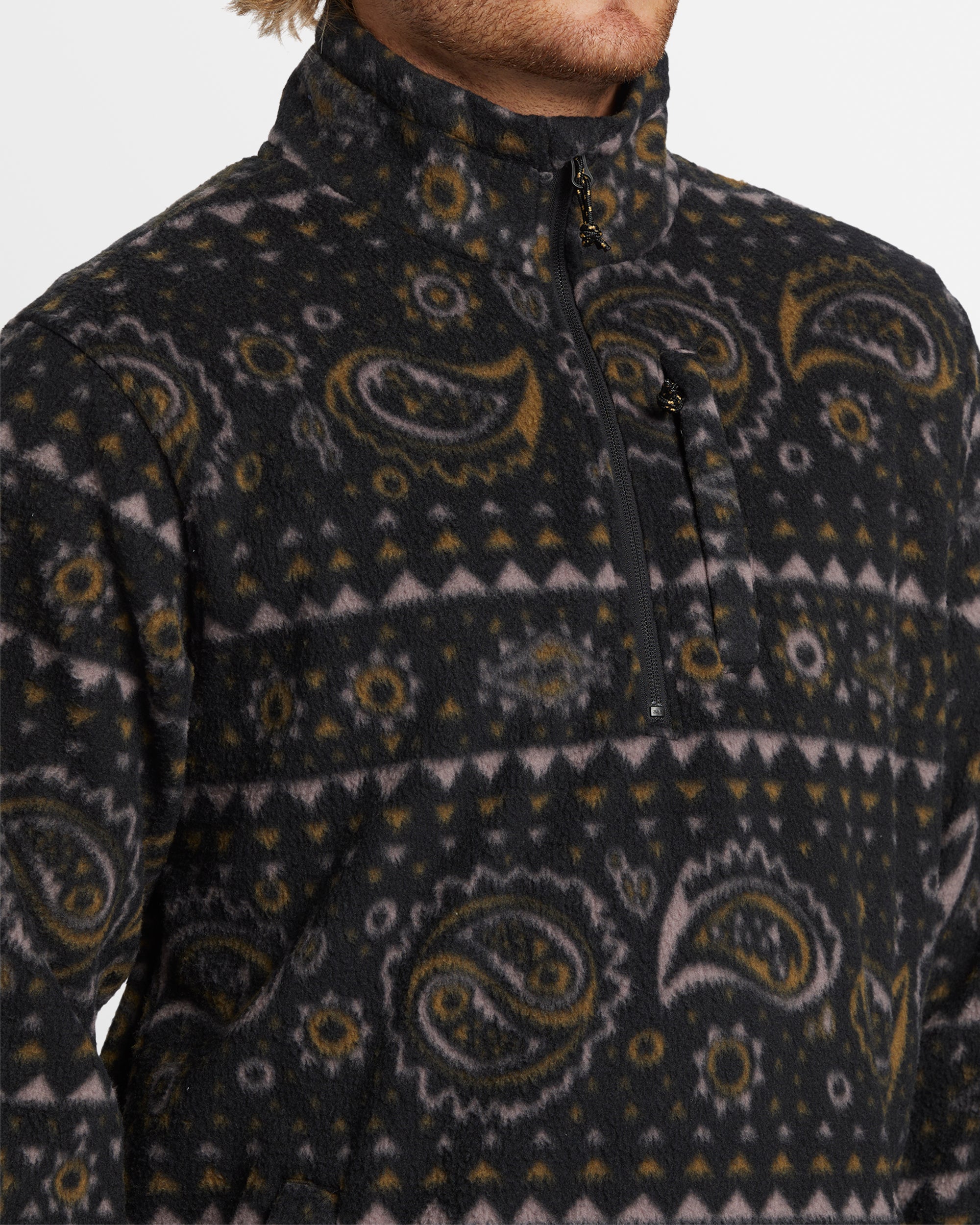 Mens Boundary Mock Neck Fleece Pullover