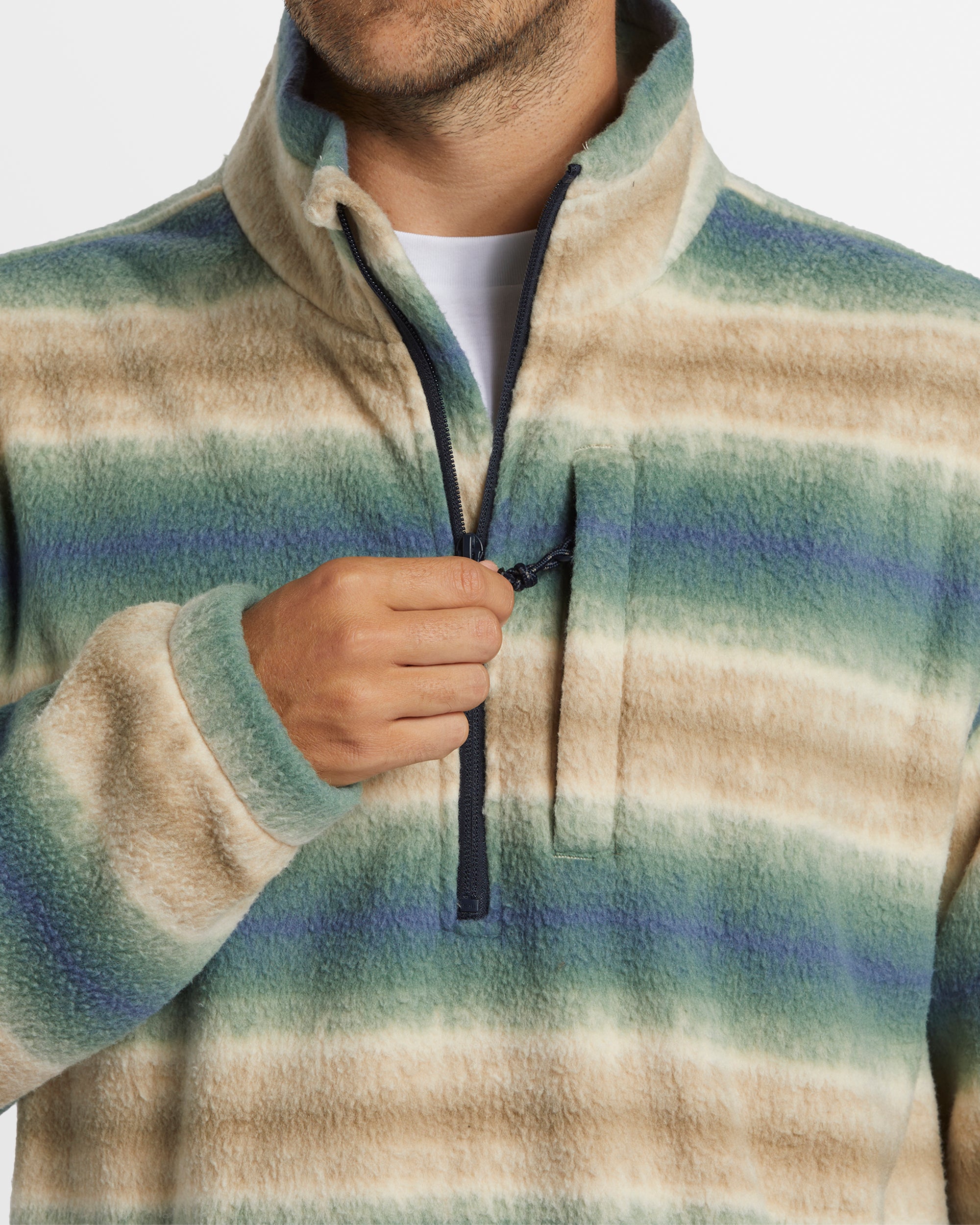 Mens Boundary Mock Neck Fleece Pullover