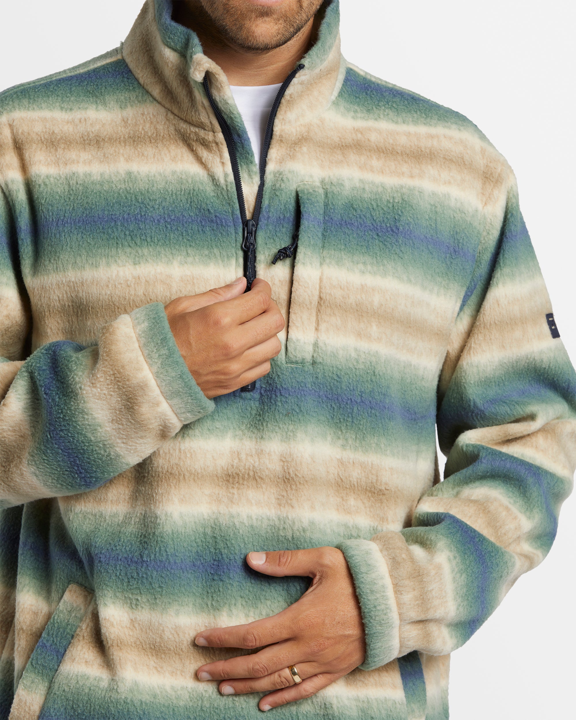 Mens Boundary Mock Neck Fleece Pullover