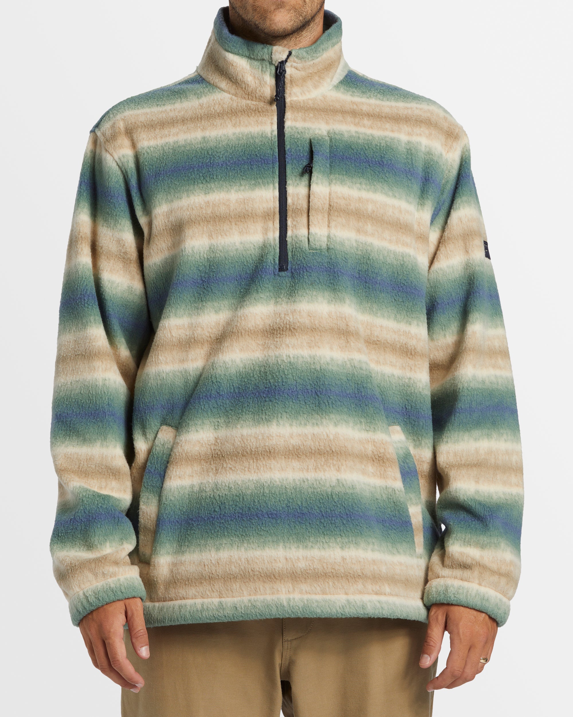 Mens Boundary Mock Neck Fleece Pullover