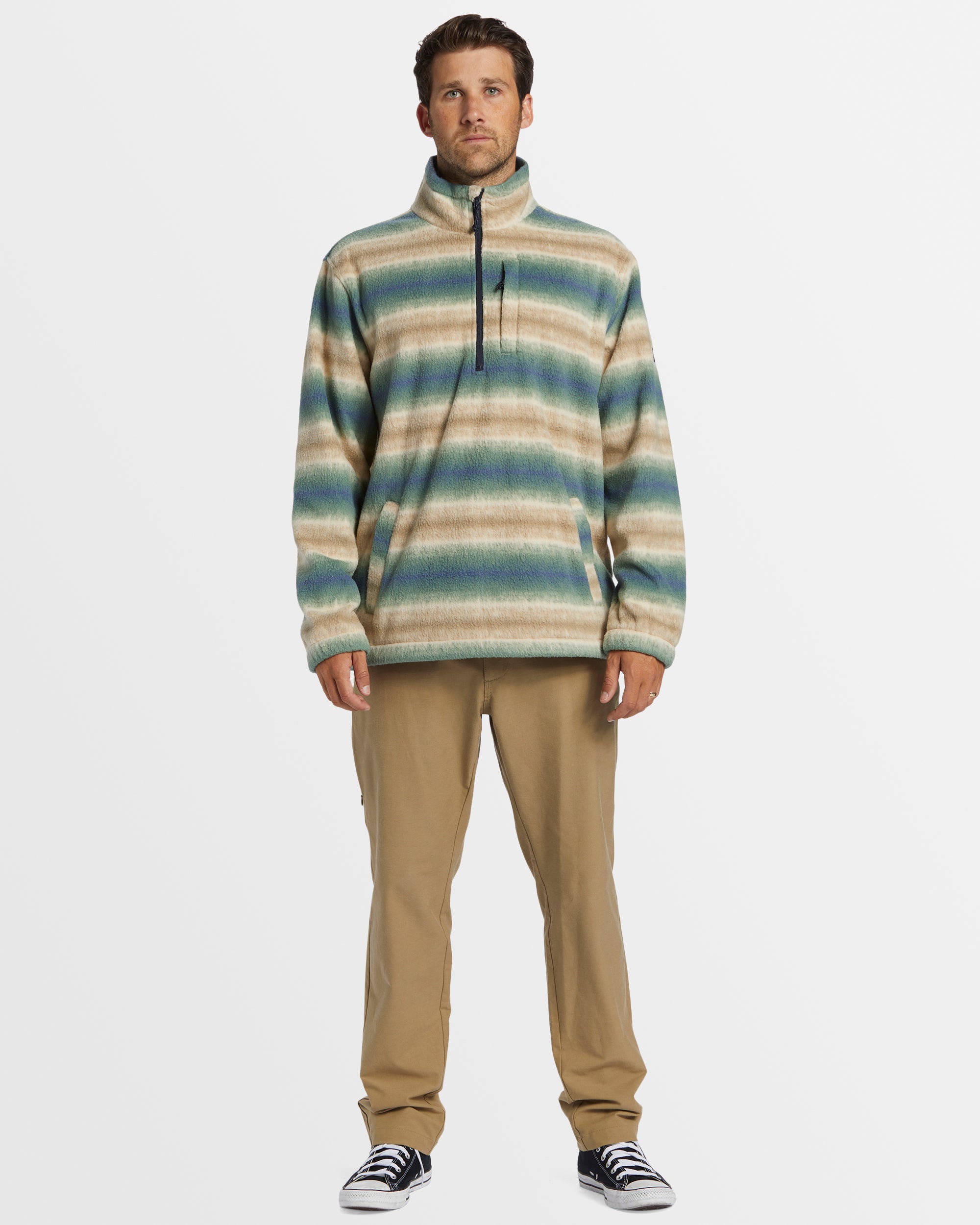 Mens Boundary Mock Neck Fleece Pullover