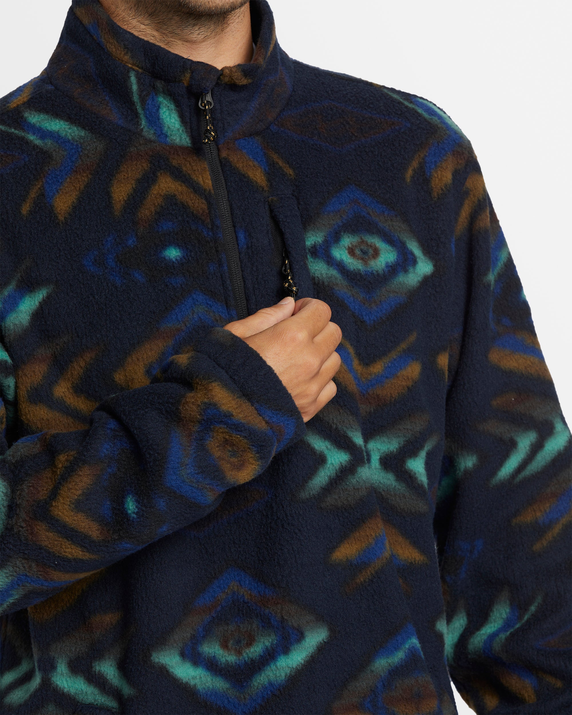 Mens Boundary Mock Neck Fleece Pullover