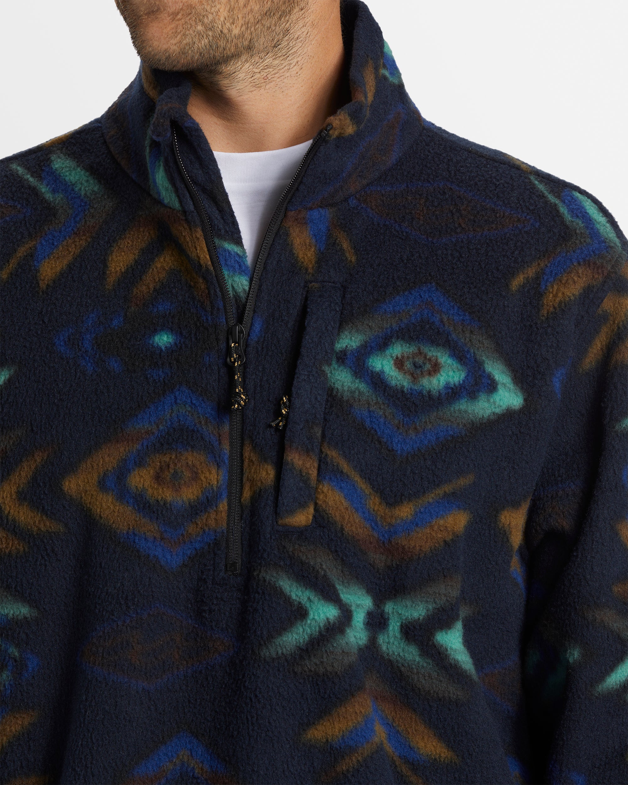 Mens Boundary Mock Neck Fleece Pullover