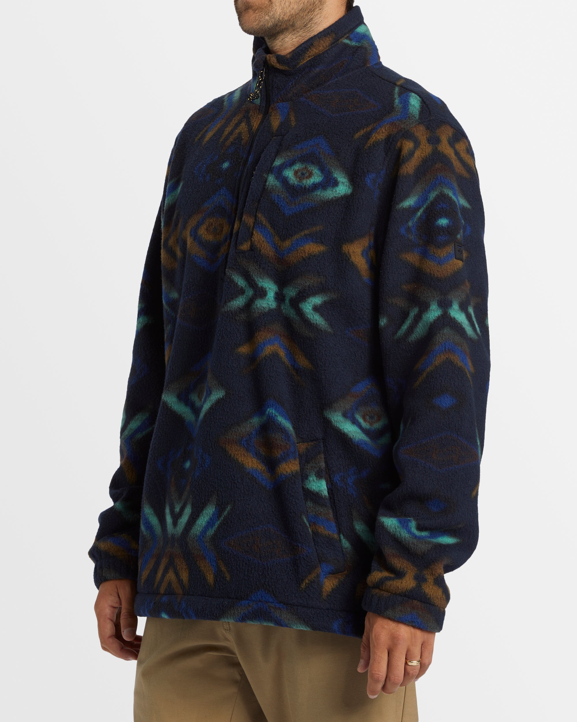 Mens Boundary Mock Neck Fleece Pullover