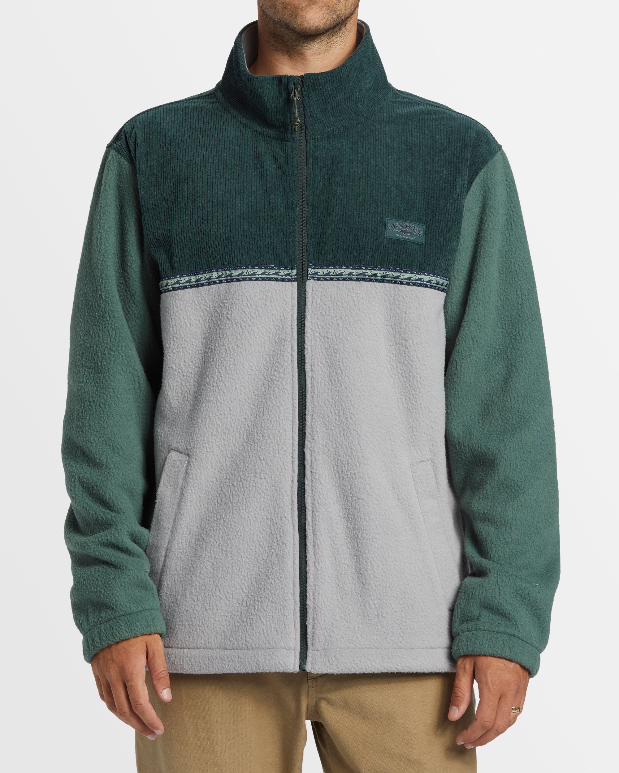 Mens Boundary Tombstone Mock Neck Fleece Pullover