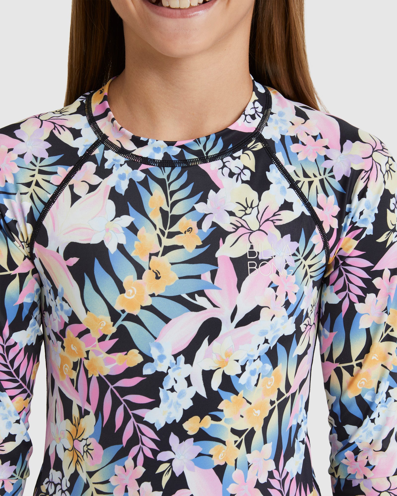 Girls 6-16 Peaceful Palms Long Sleeve One Piece Rash Vest