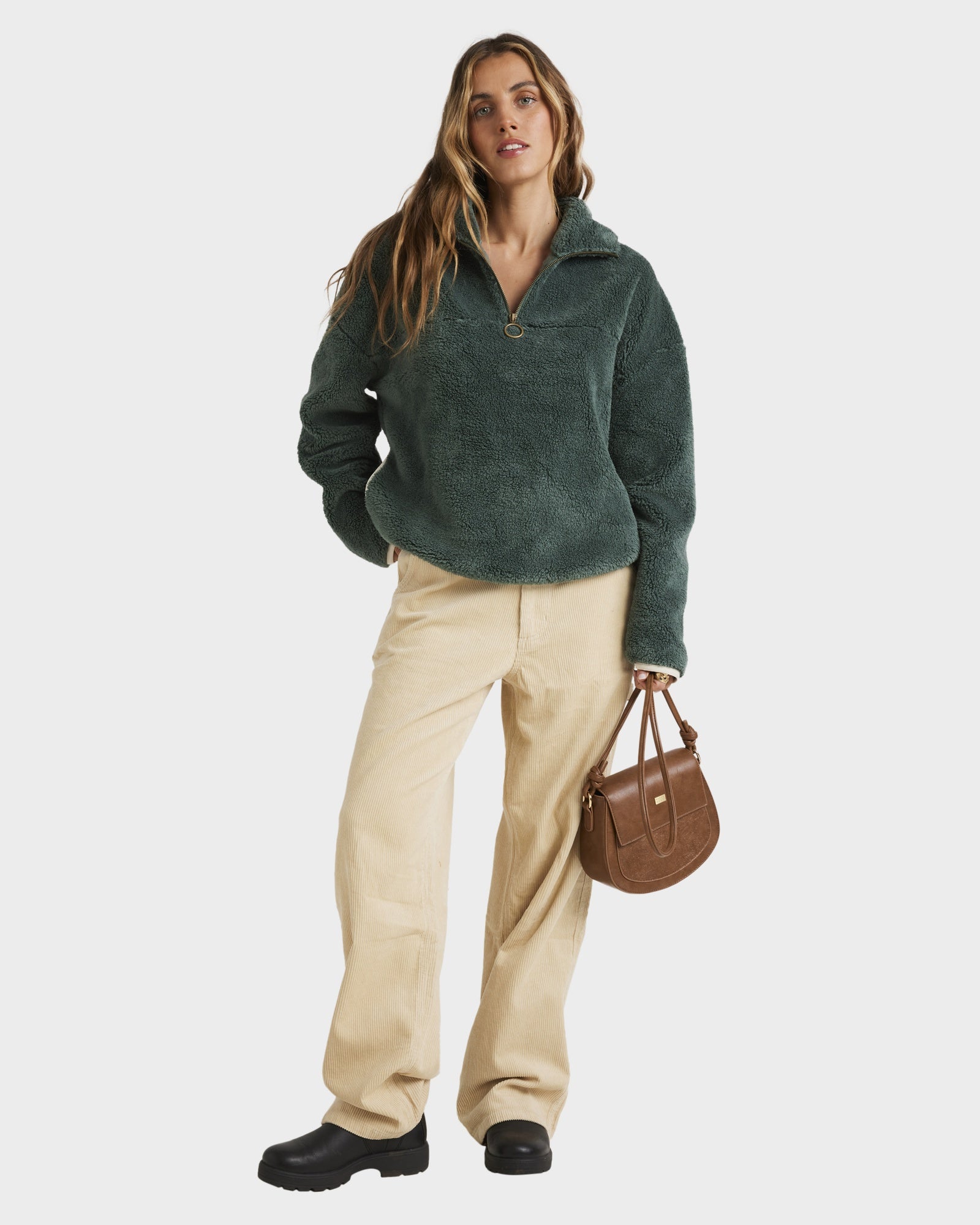 Womens Old Days Half Zip Fleece Pullover