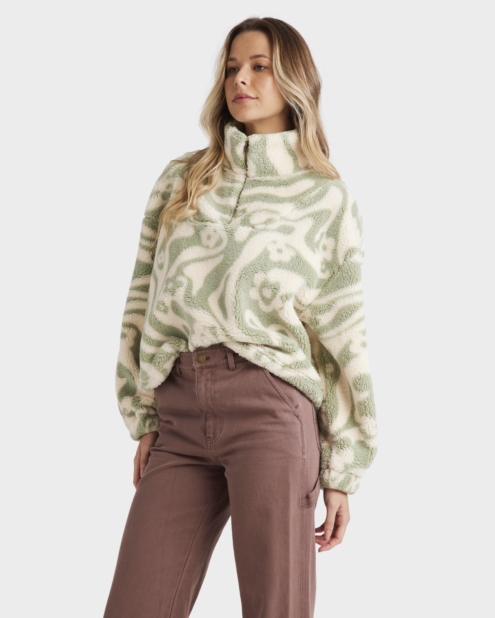 Womens Golden Groove Half Zip Fleece Pullover