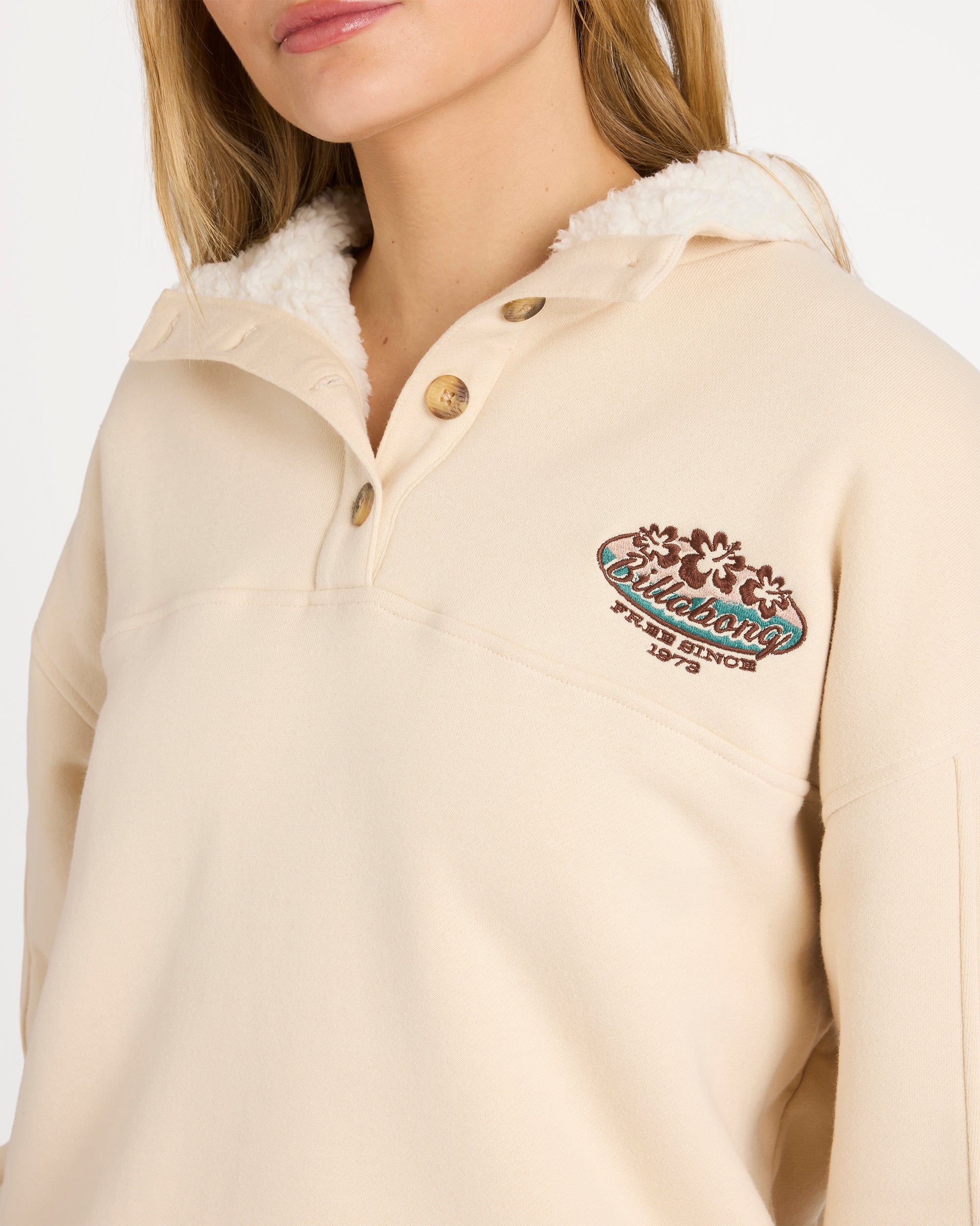 Womens Classic Vibes Button Down Fleece Jumper