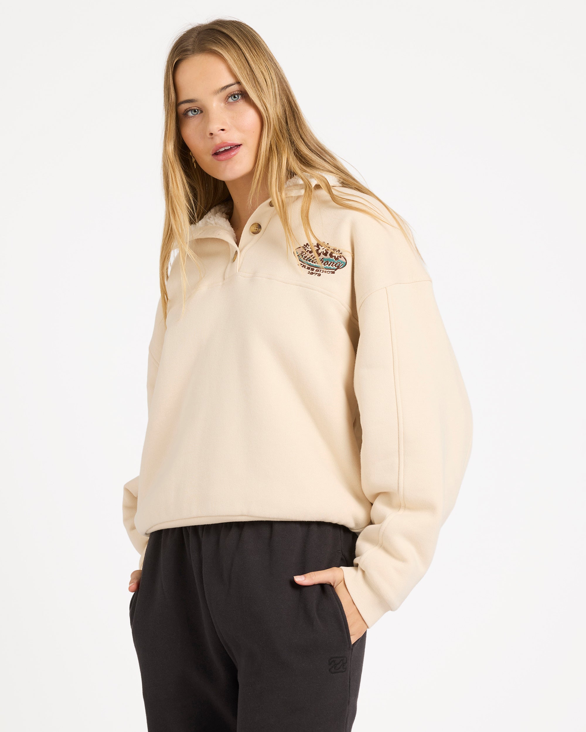 Womens Classic Vibes Button Down Fleece Jumper