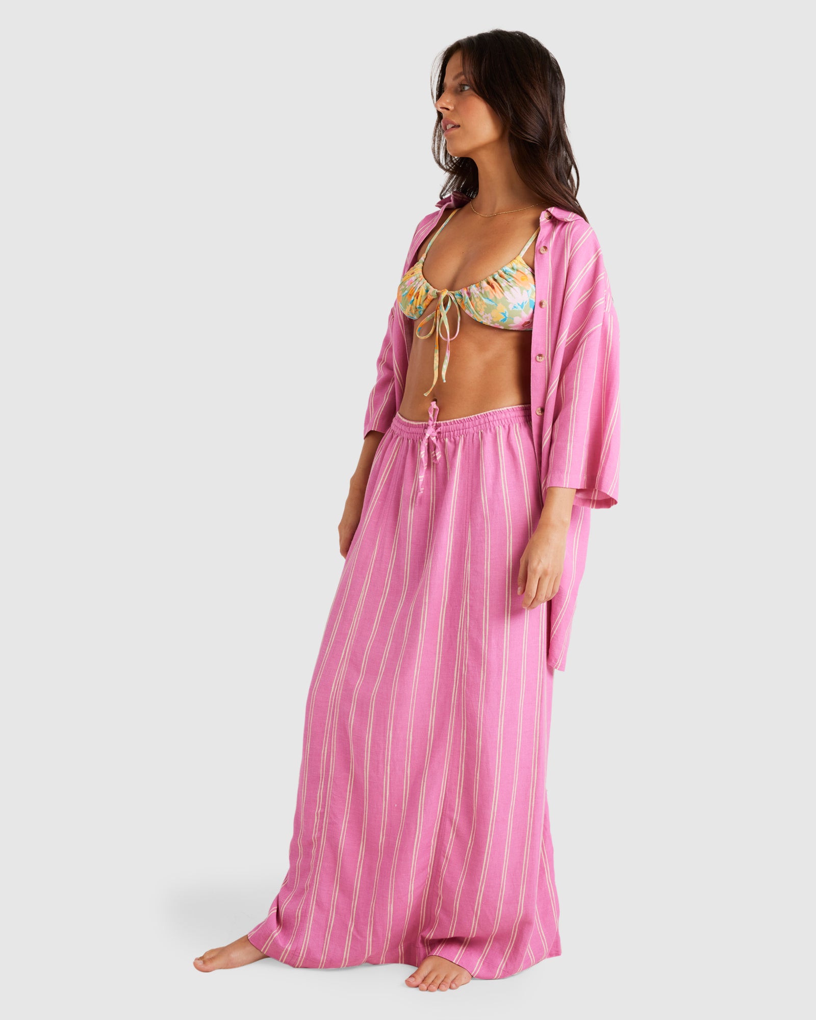 Womens Amor Stripe Midi Skirt