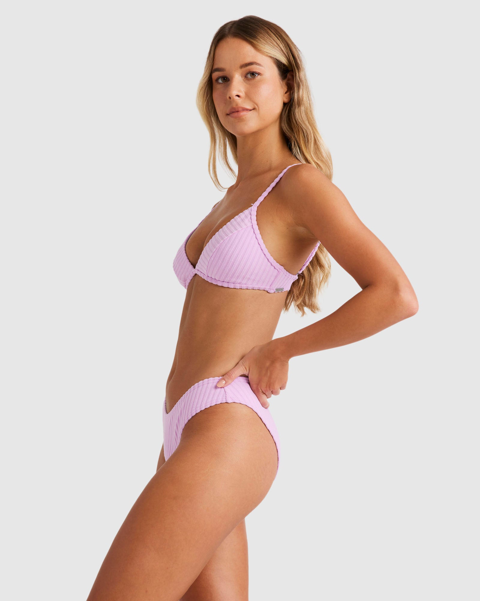 Womens Terry Rib Charlie Trilette Bikini Top