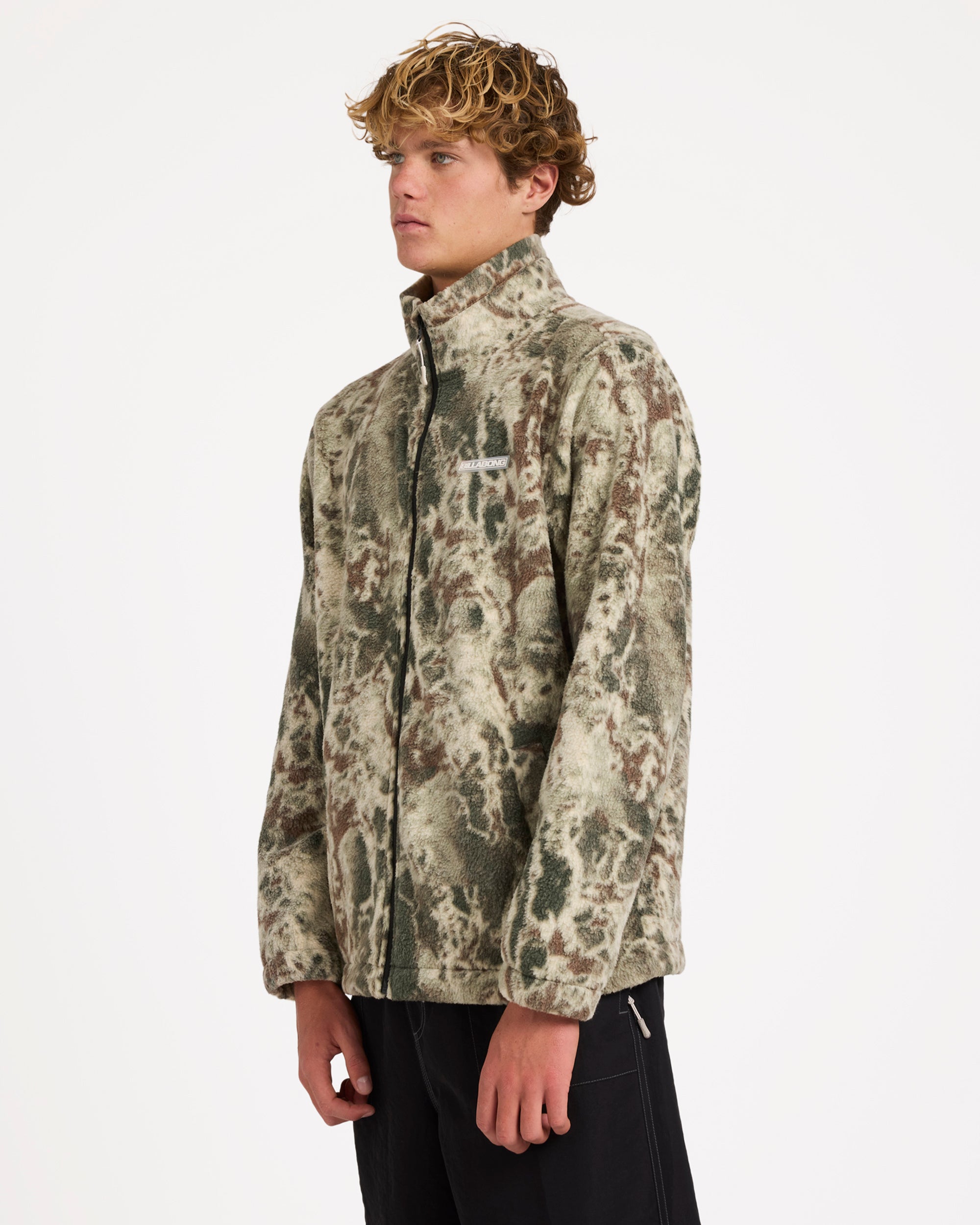 Mens Boundary Mock Zip Up Fleece Jacket