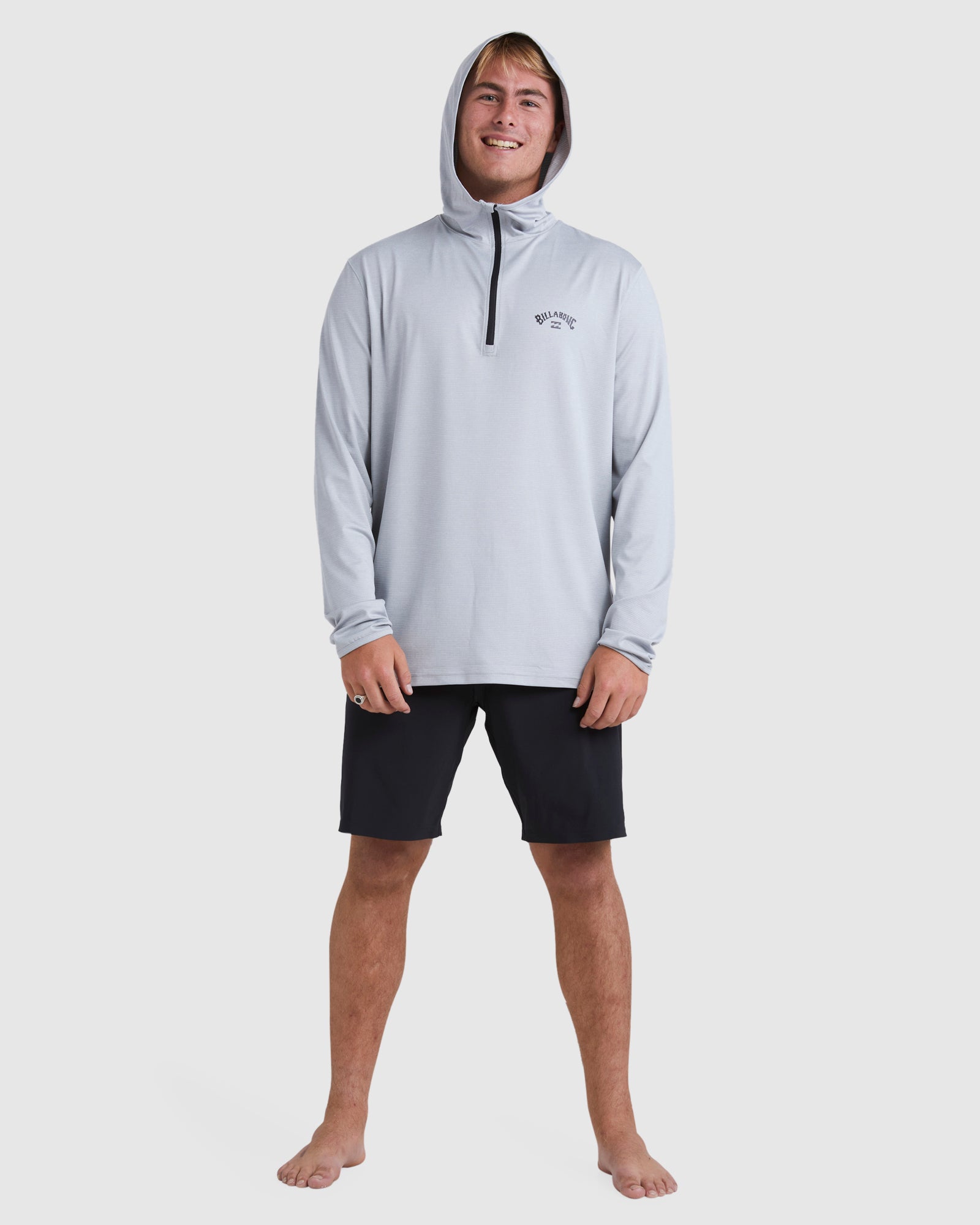 Mens Shoreline 1/4 Zip Hood Long Sleeve Rash Vest