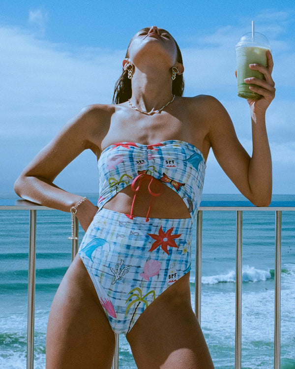 Womens Lottie Hall Summer Bandeau One Piece Swimsuit