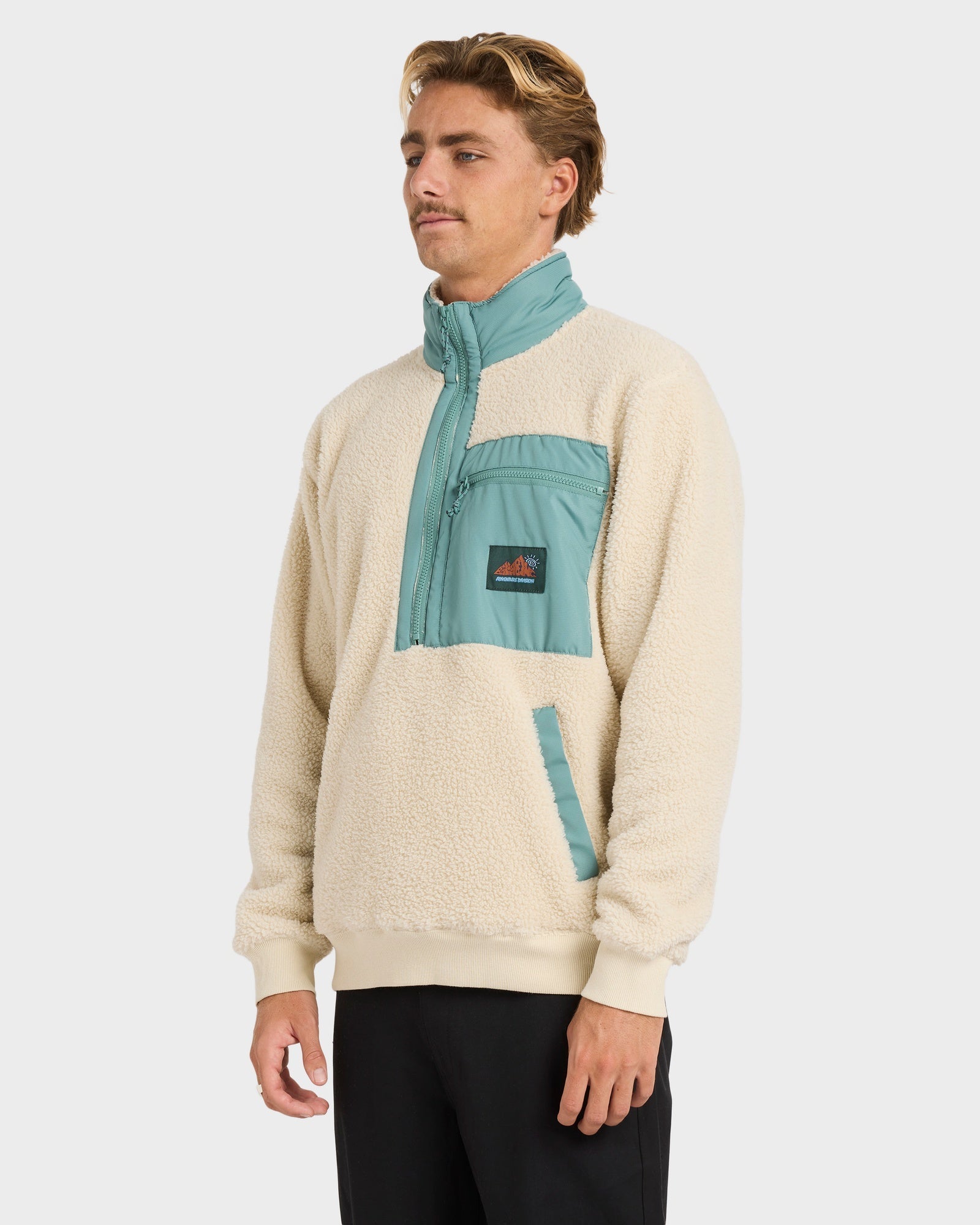Mens Boundary Peak Mock Neck Half Zip Fleece Pullover