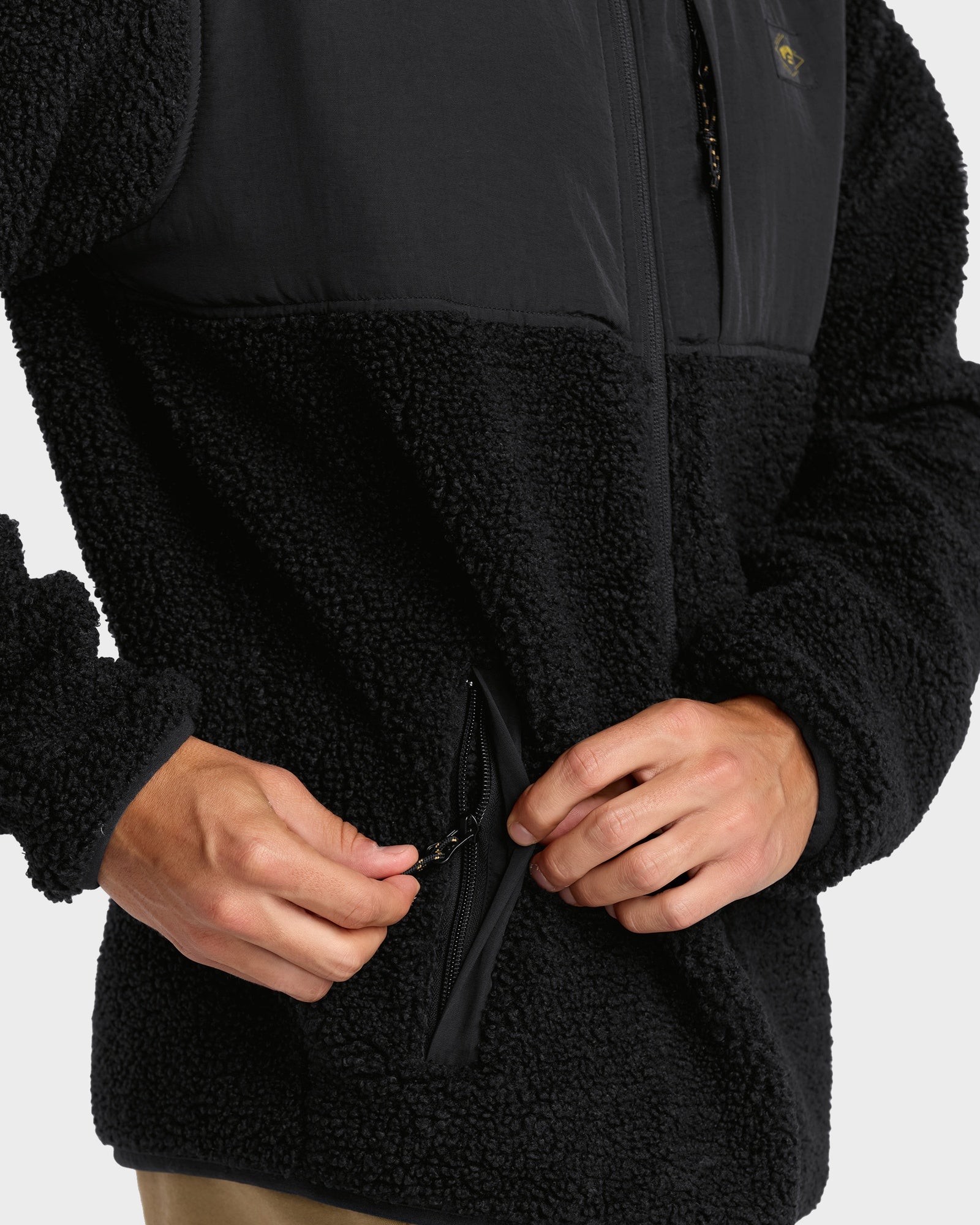 Mens Boundary Summit Mock Neck Zip Up Fleece Jacket