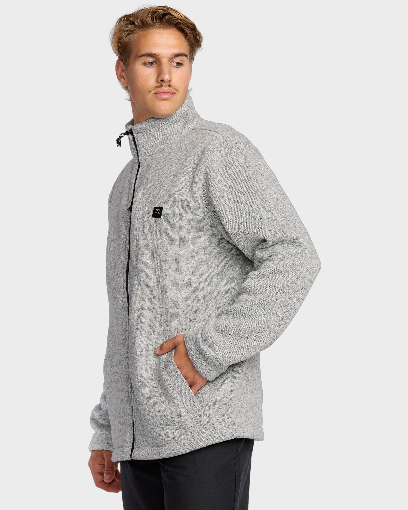 Mens Boundary Mock Neck Zip Up Fleece Jacket