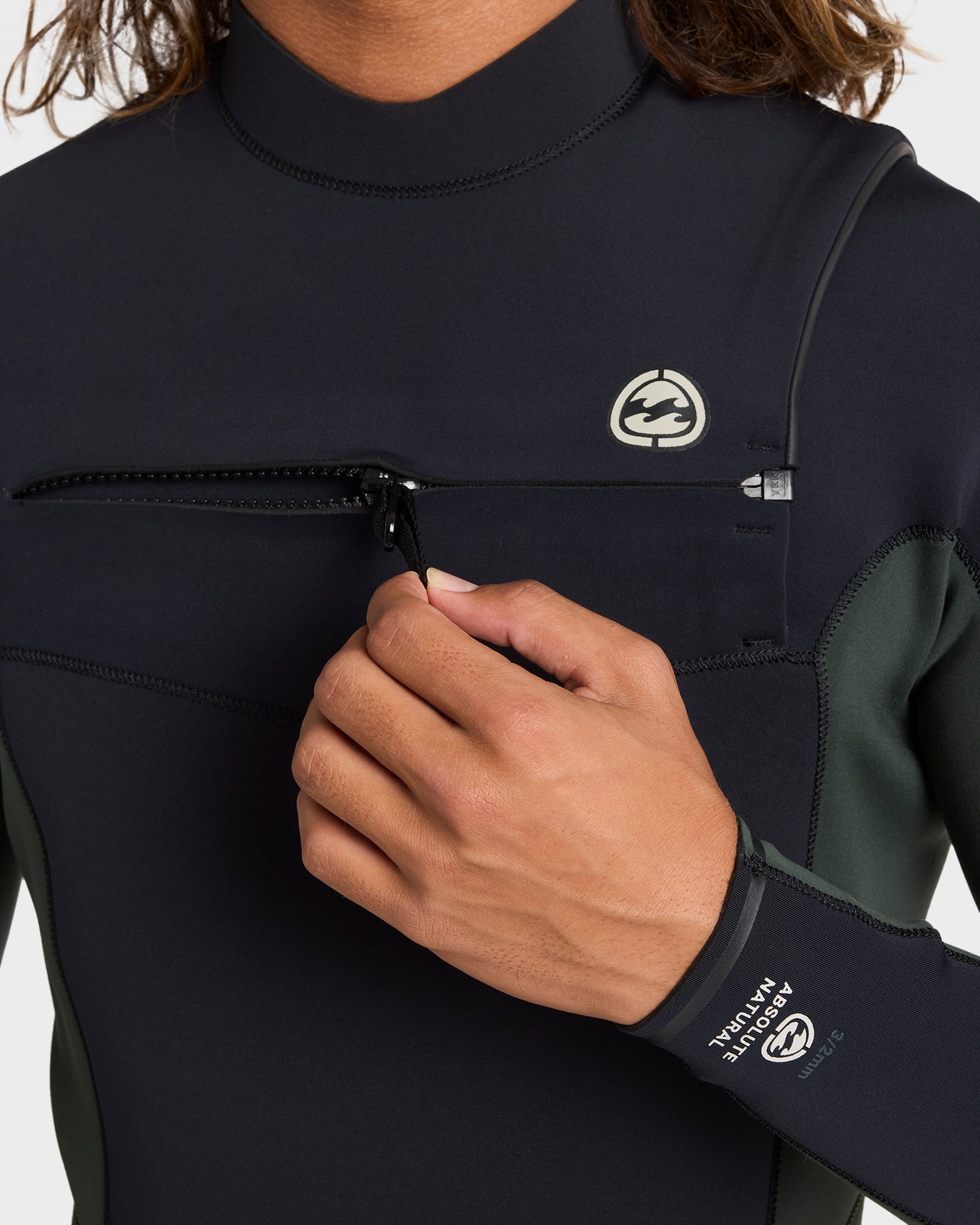 Mens 3/2 mm Absolute Natural Chest Zip Steamer Wetsuit
