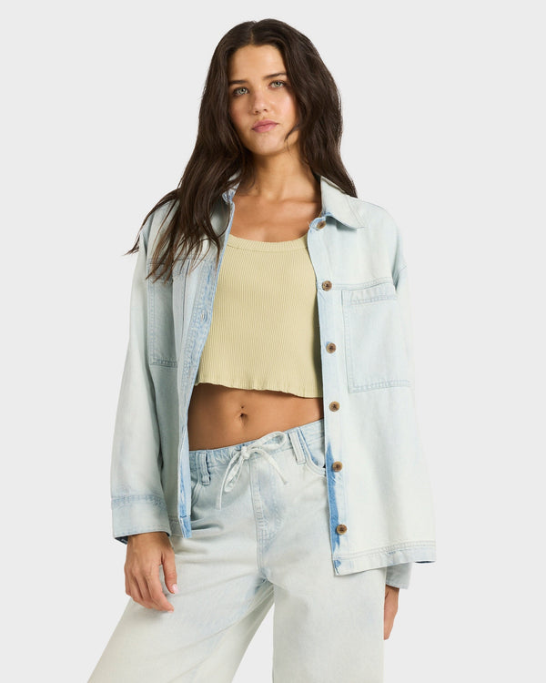Womens Jade Saltwashed Denim Shacket