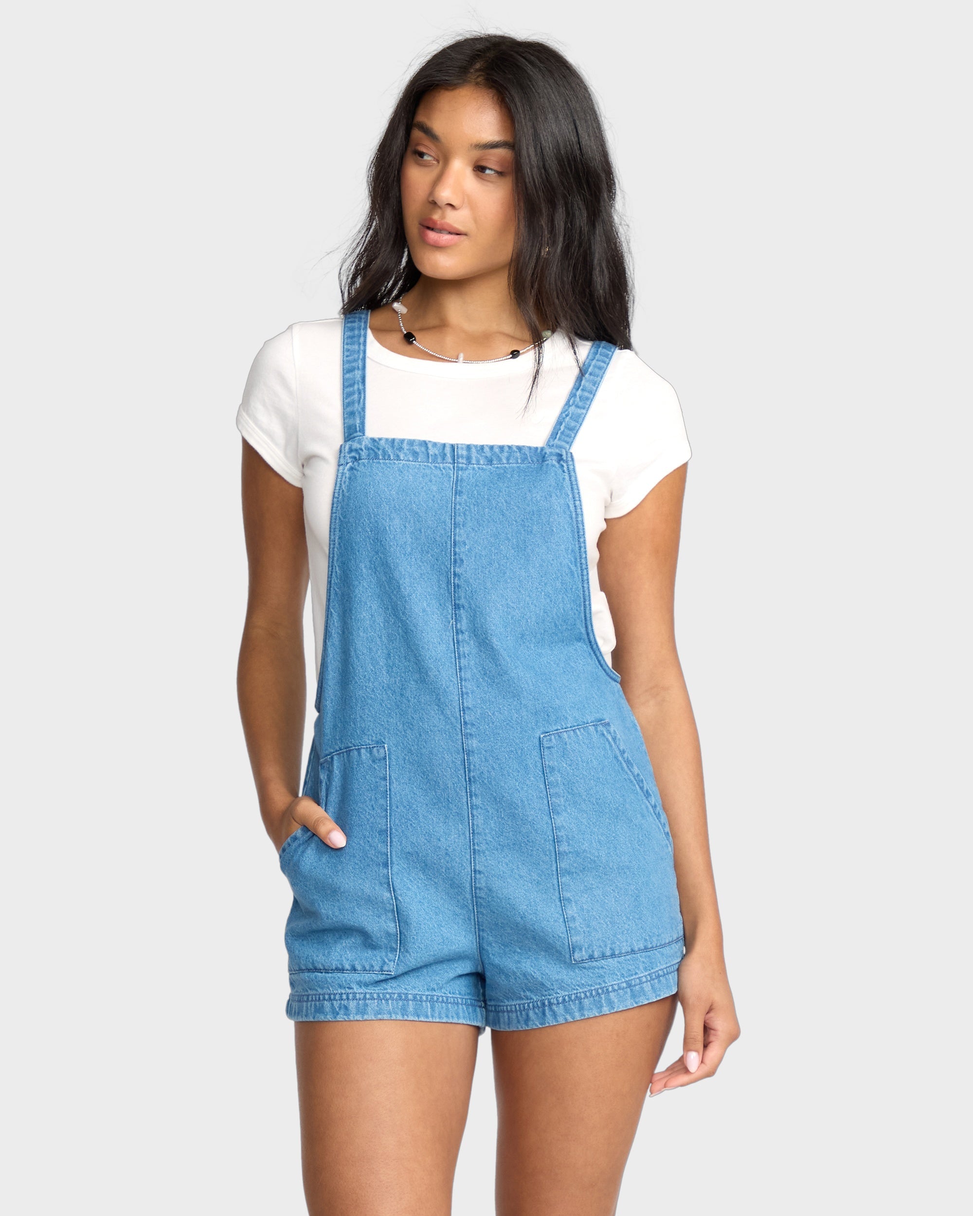 Womens Beach Crush Denim Overalls