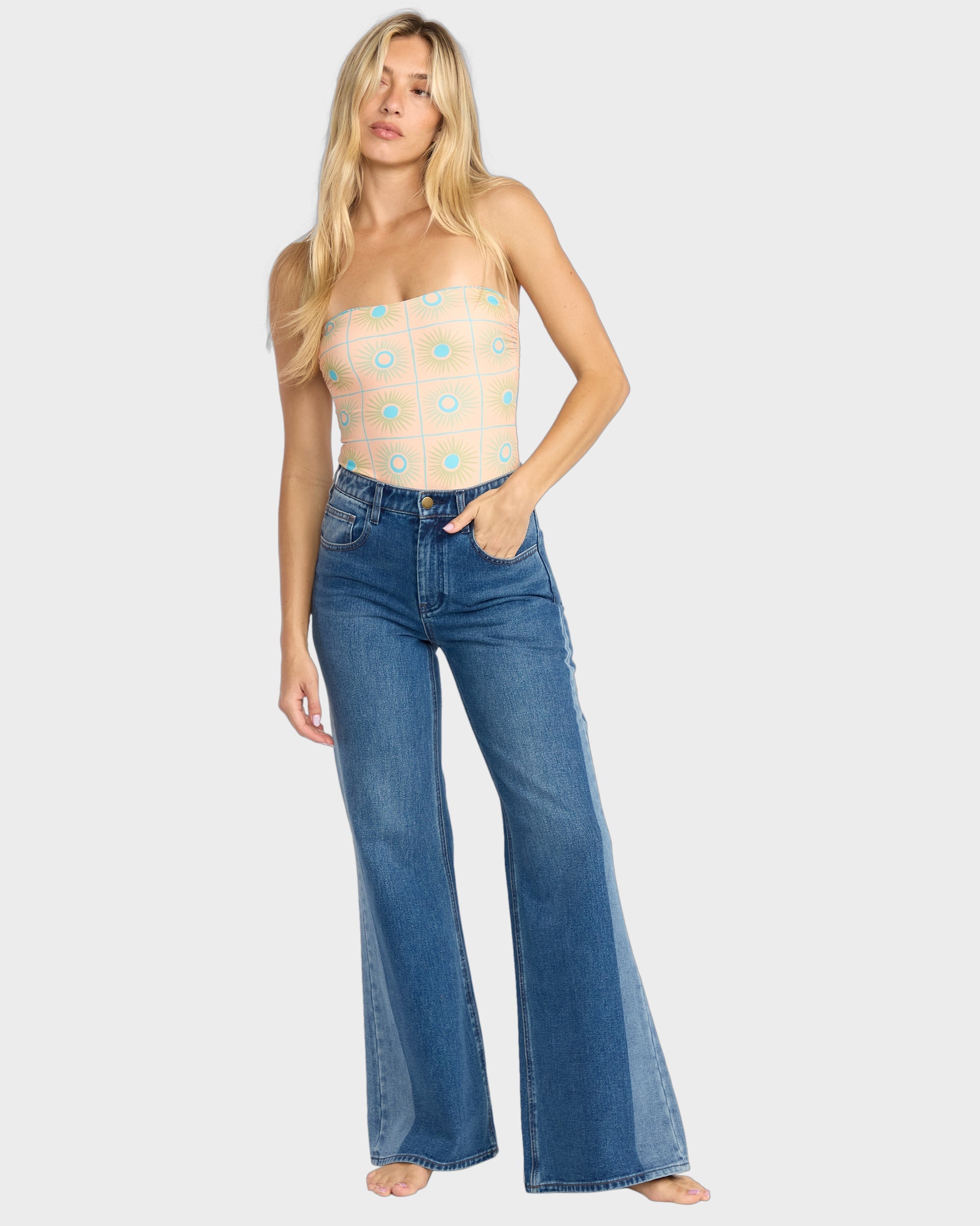 Womens Free Fall Flare Denim Jeans