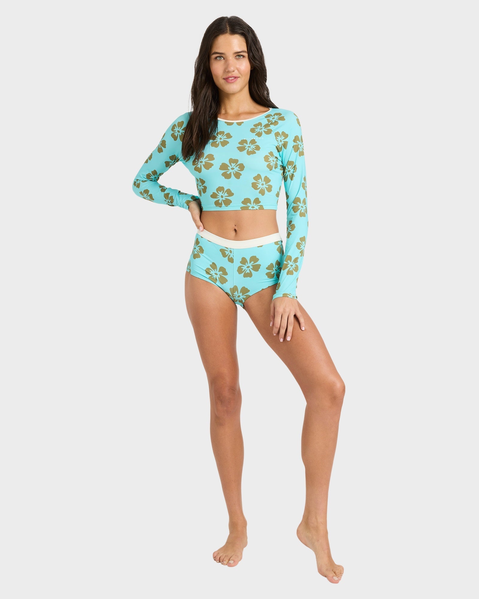 Womens Last Summer Crop Long Sleeve Rash Vest