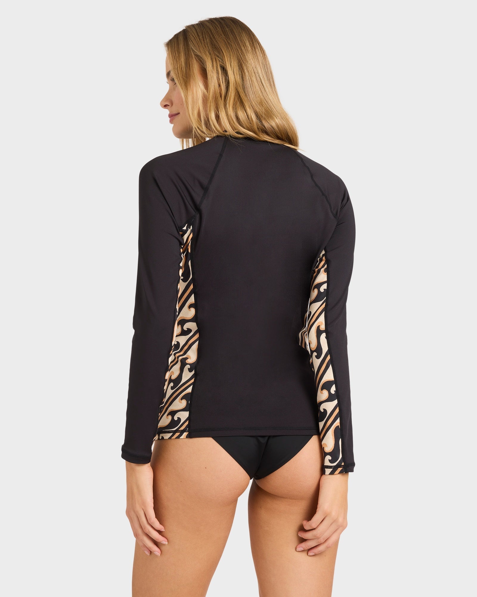 Womens Dark Wave Half Zip Long Sleeve Rash Vest