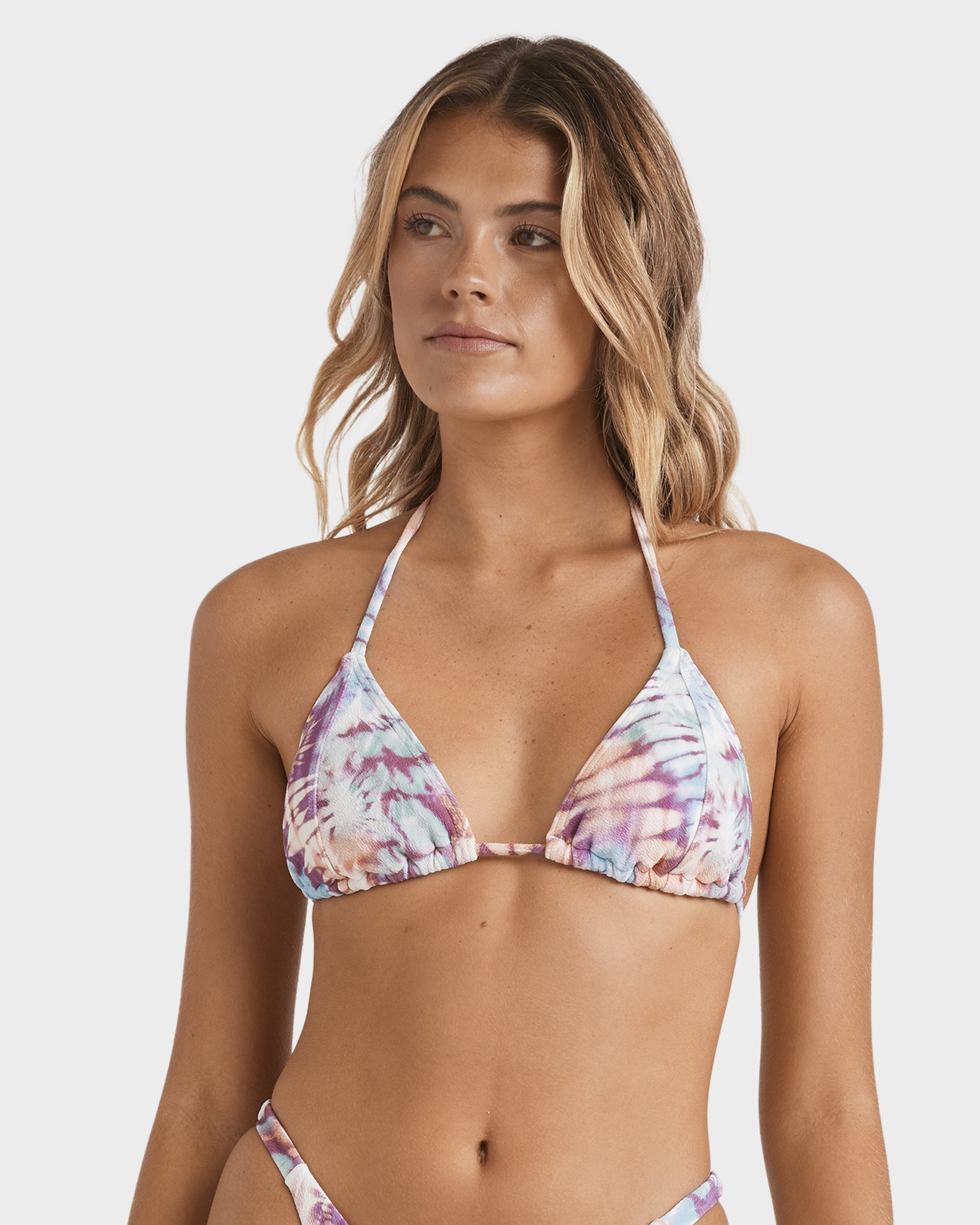 Womens Dyed Pretty Panelled Triangle Bikini Top