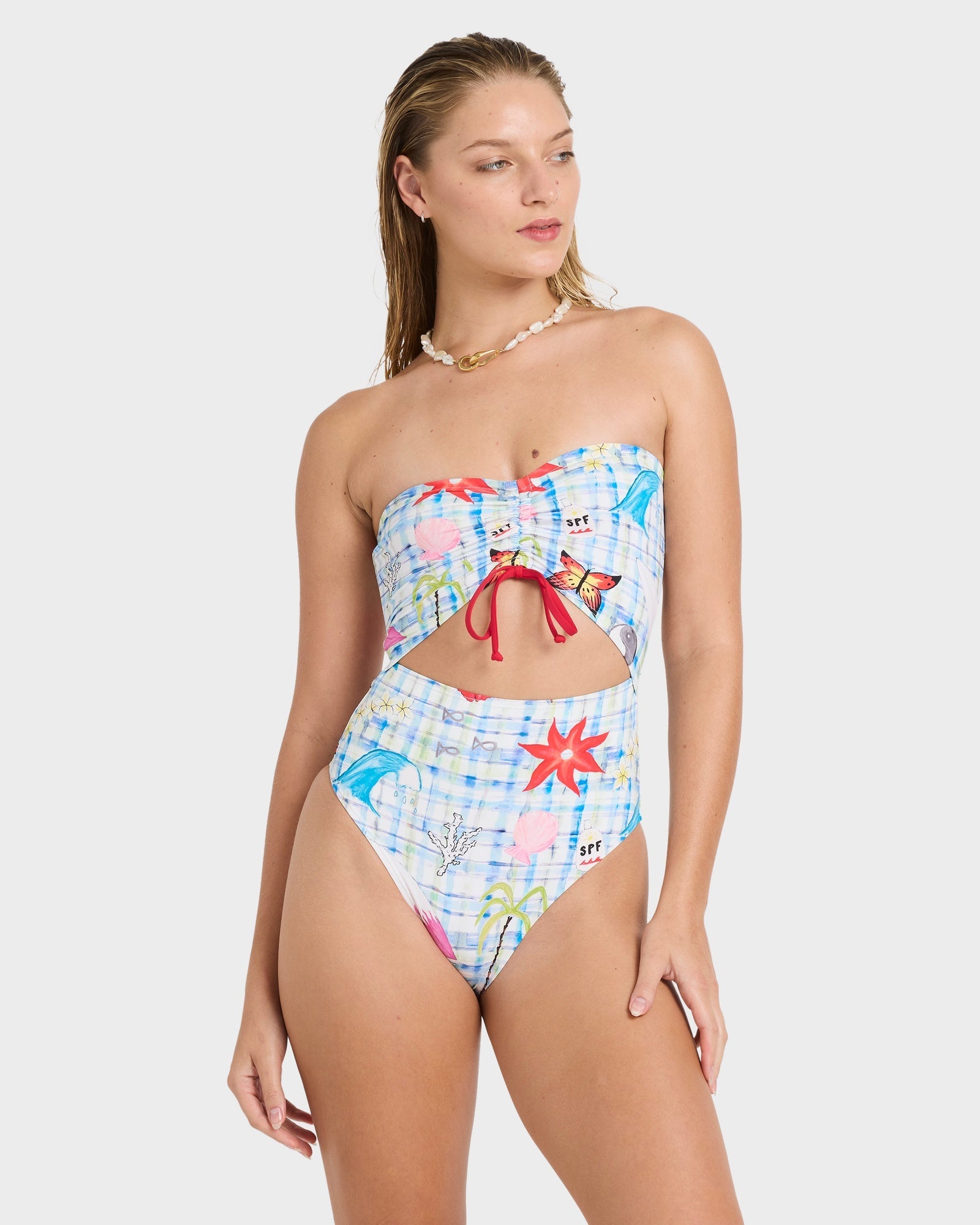 Womens Lottie Hall Summer Bandeau One Piece Swimsuit