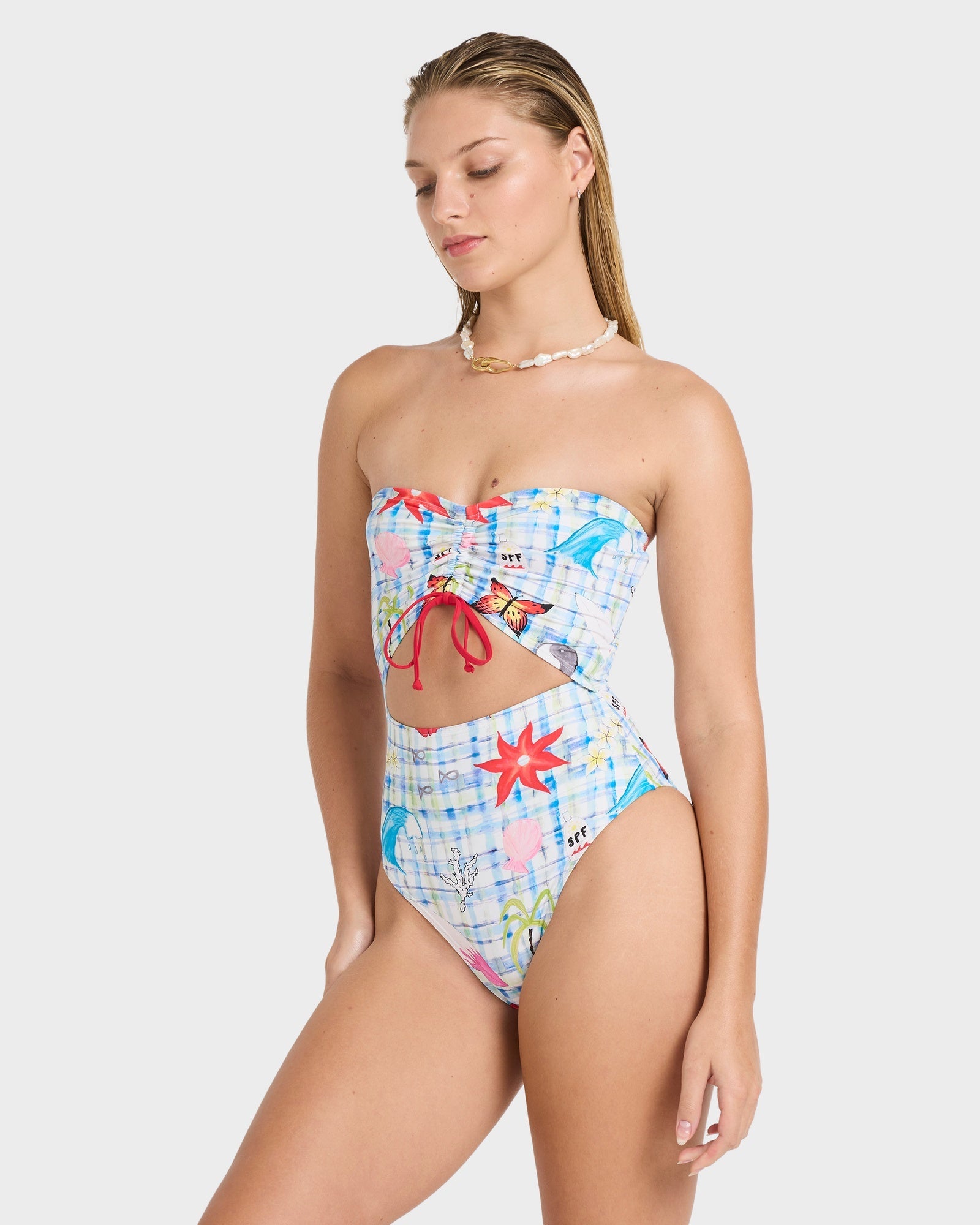 Womens Lottie Hall Summer Bandeau One Piece Swimsuit