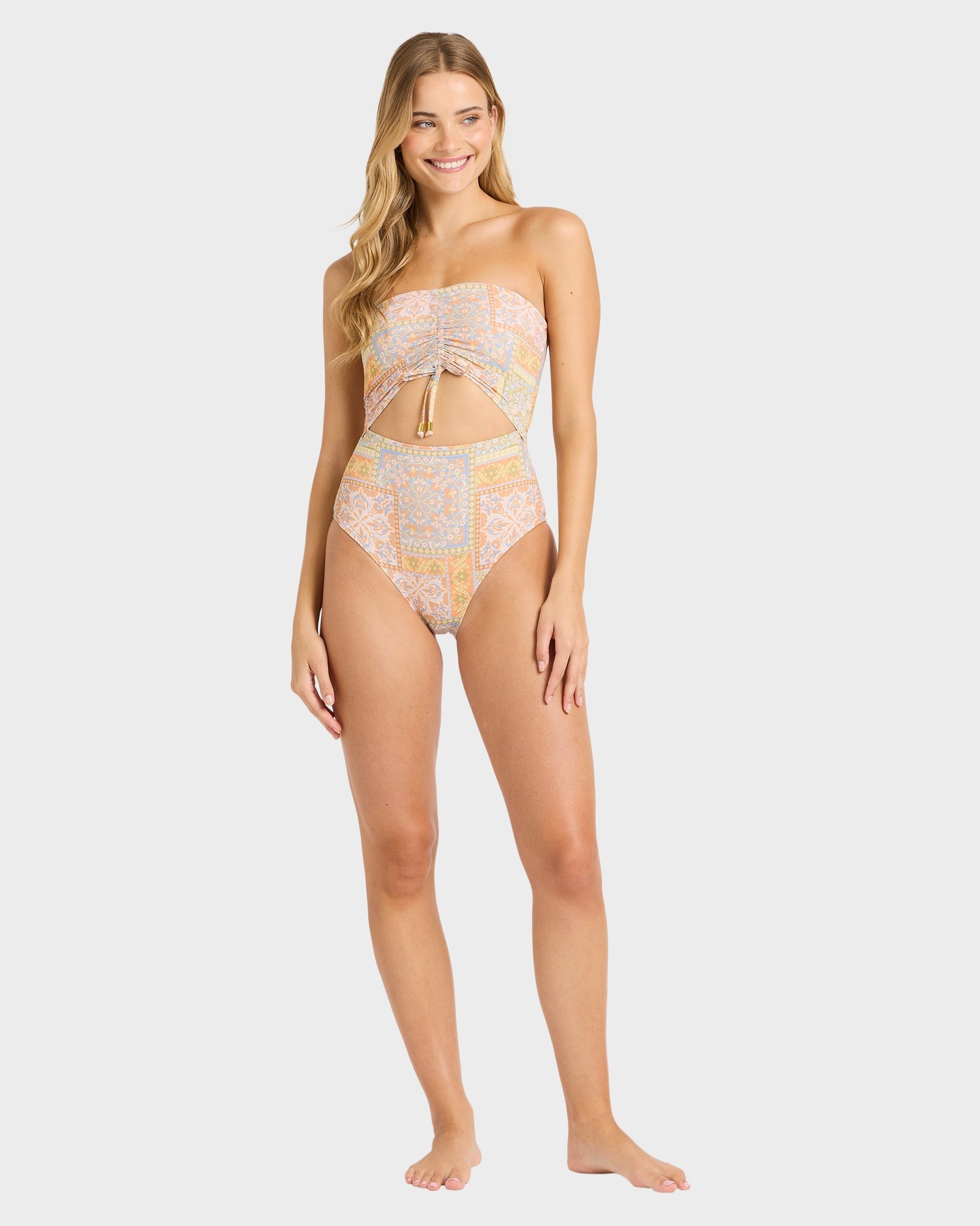 Womens Take It Back Summer Bandeau One Piece Swimsuit